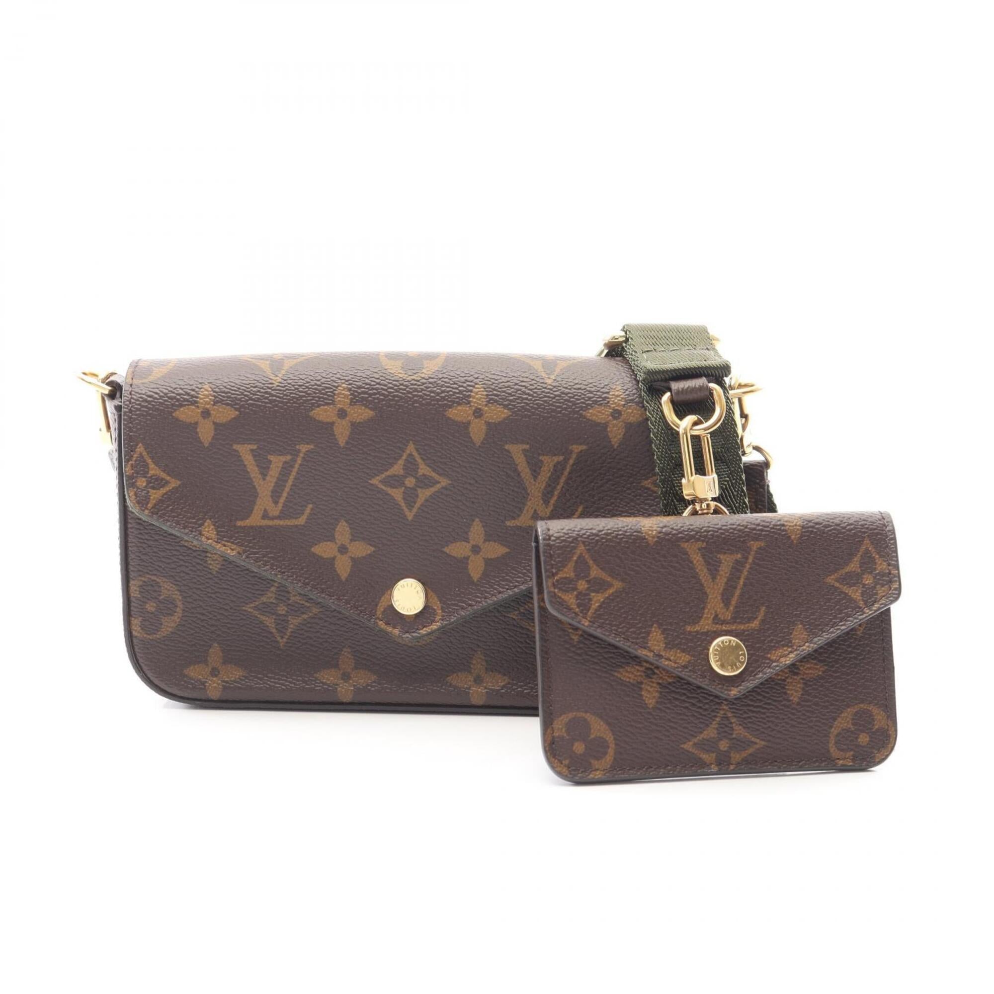 Louis Vuitton Brown Green Monogram Coated Canvas Pochette Shoulder Bag (Pre-Owned)
