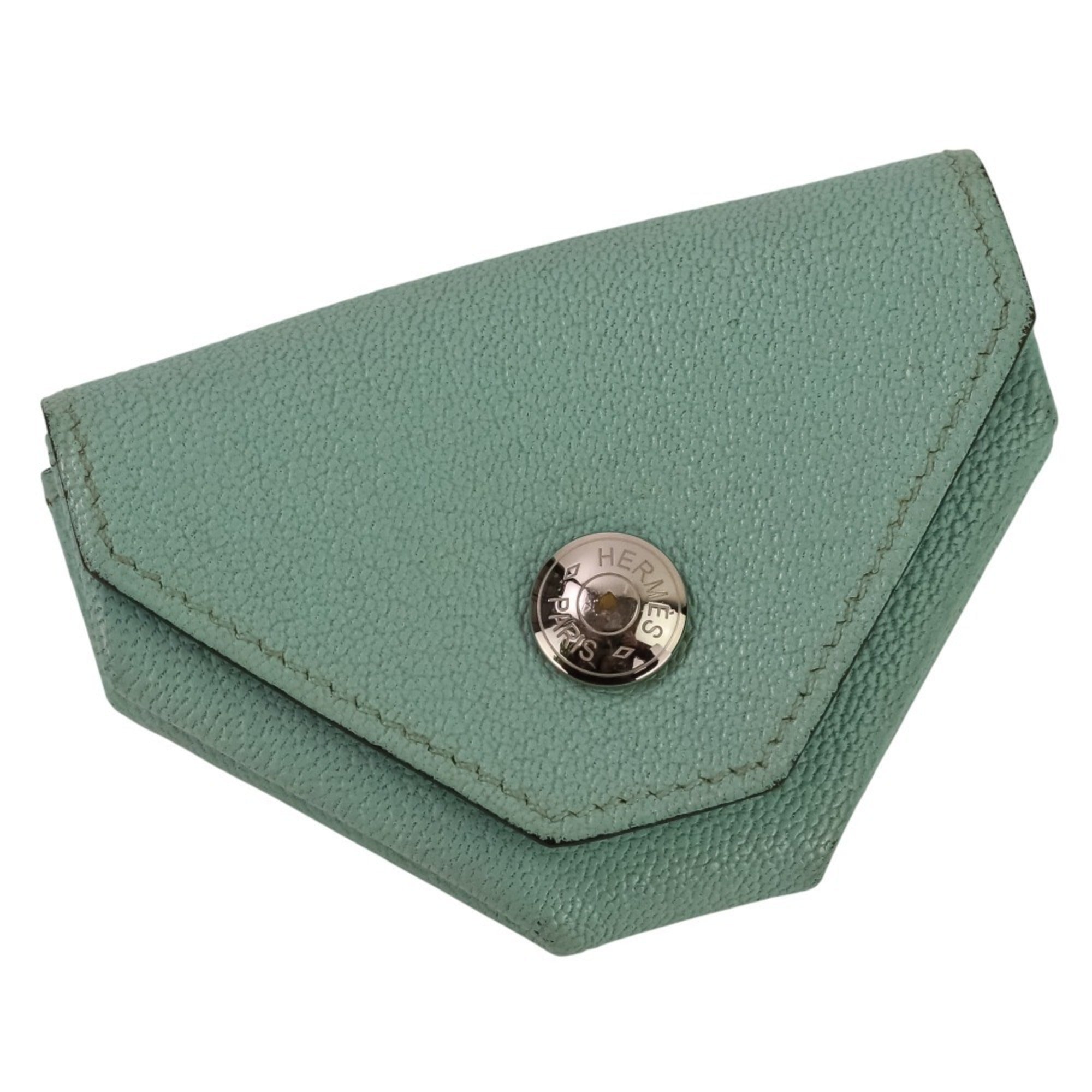 Hermes Blue Chevre Leather Coin Purse/Coin Case (Pre-Owned)