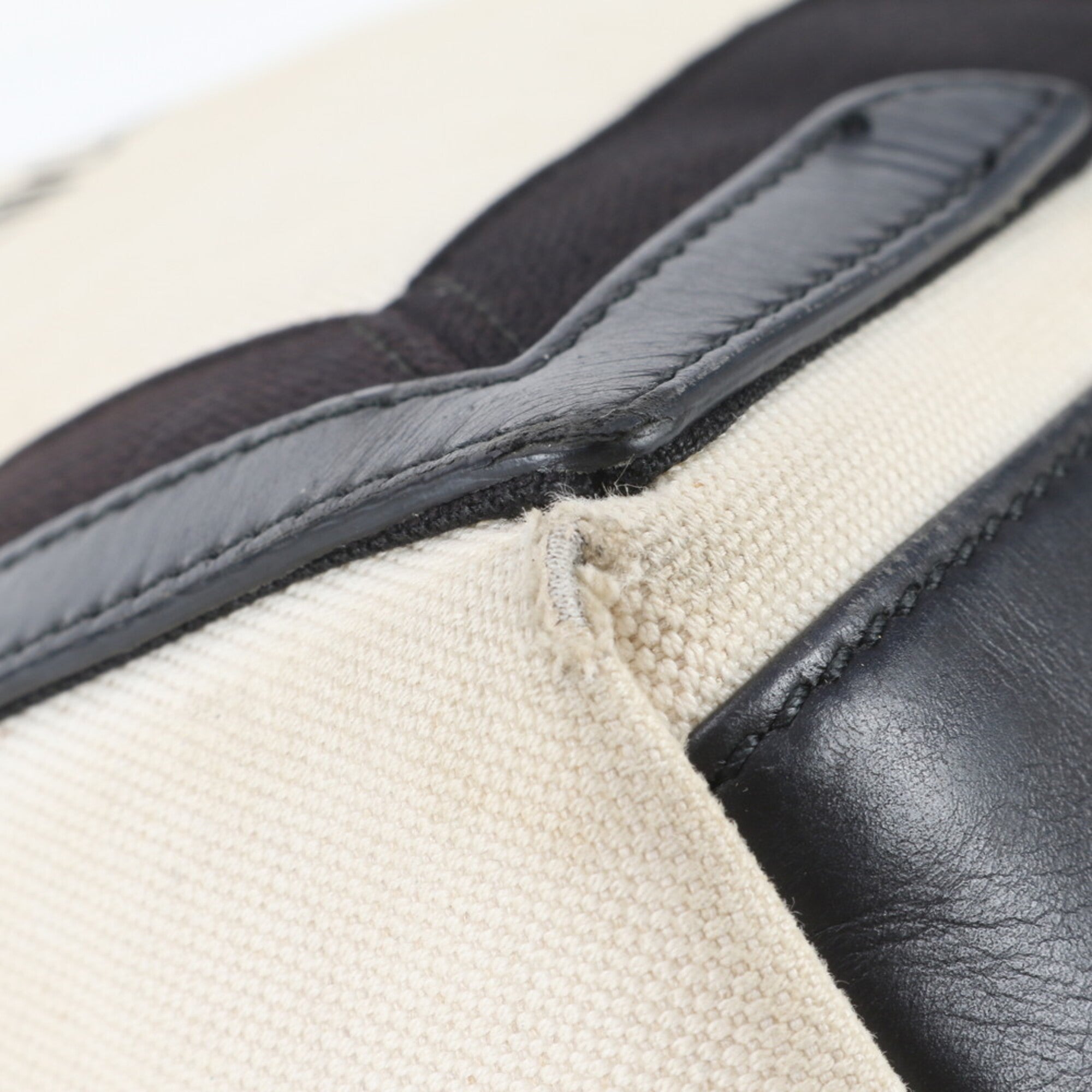 Balenciaga Beige Black Canvas Leather Handbag Pouch Tote Bag (Pre-Owned)