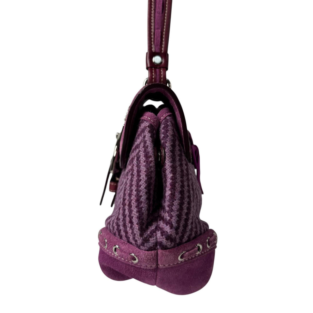 Coach Purple Suede Wool Jacquard Patent Leather Handbag (Pre-Owned)