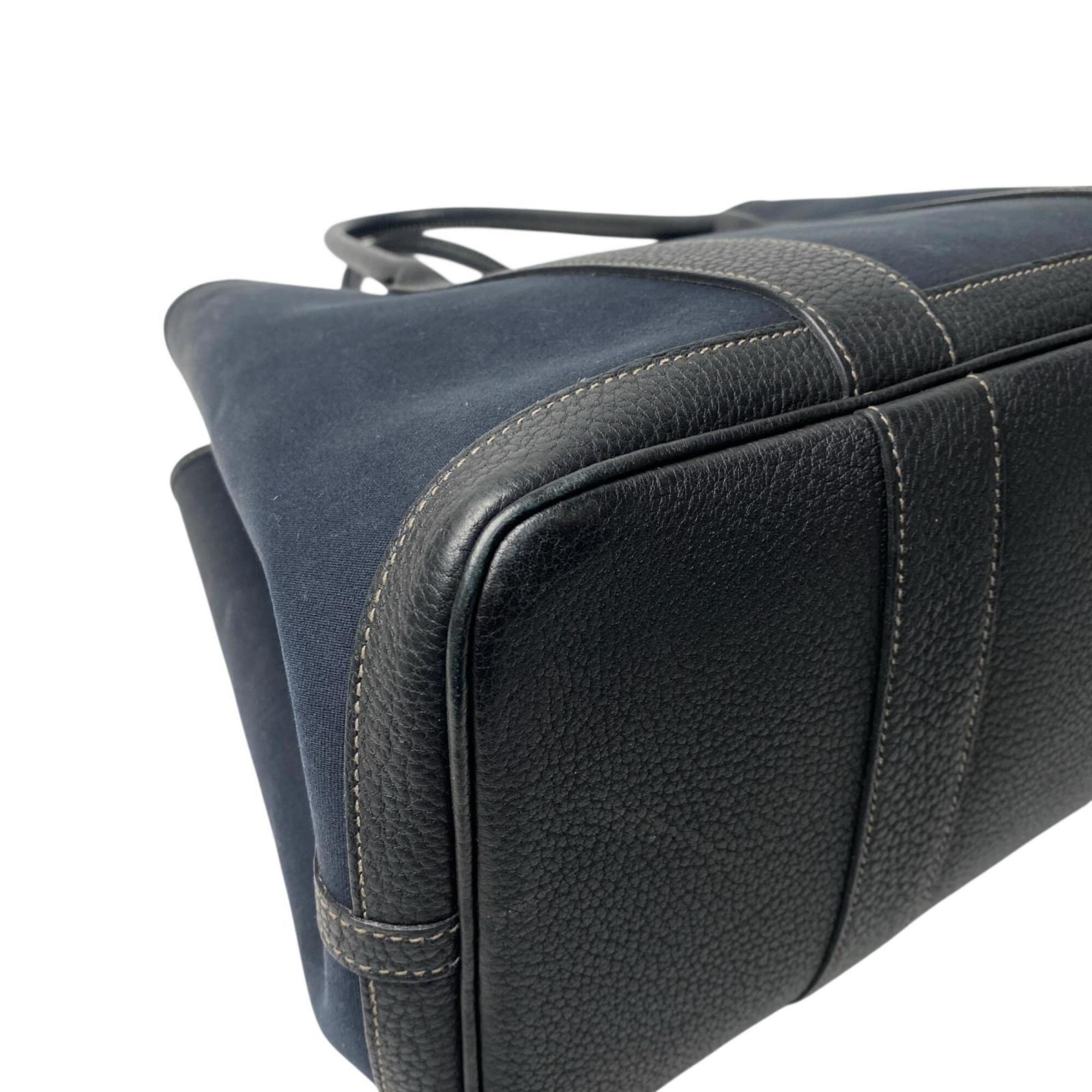 Hermes Black Canvas Leather Tote Bag (Pre-Owned)