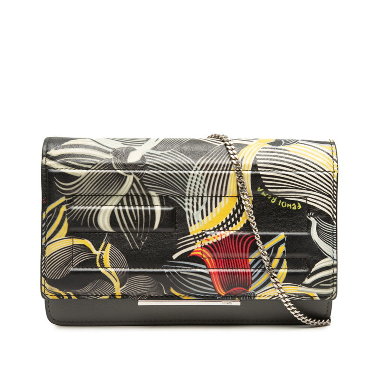 Fendi Black Gray Multi-Color Leather Shoulder Bag (Pre-Owned)