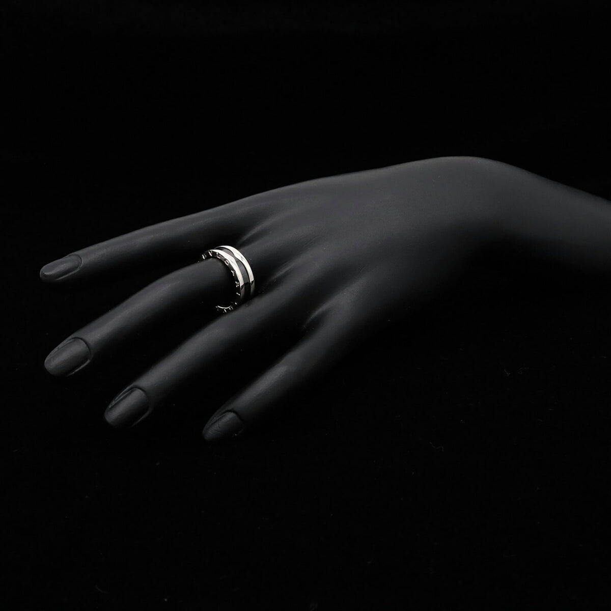 Bvlgari B.Zero1 Silver Black Ceramic Silver 925 Band Ring (Pre-Owned)