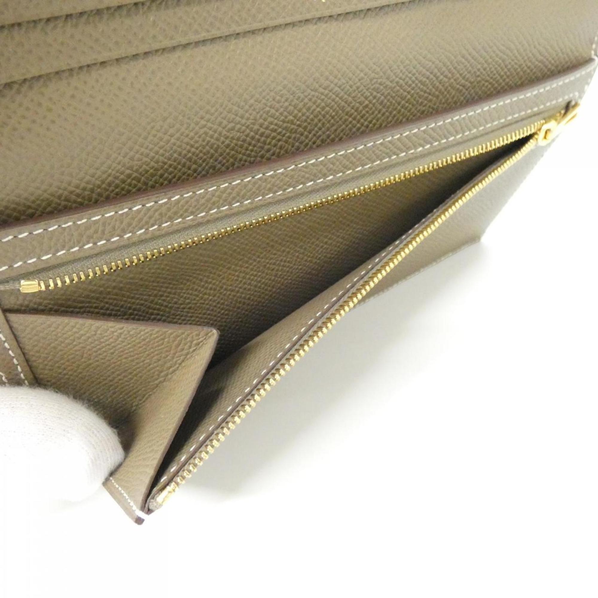 Hermes Etoupe Gray Epsom Leather Long Wallet (Bi-Fold) (Pre-Owned)