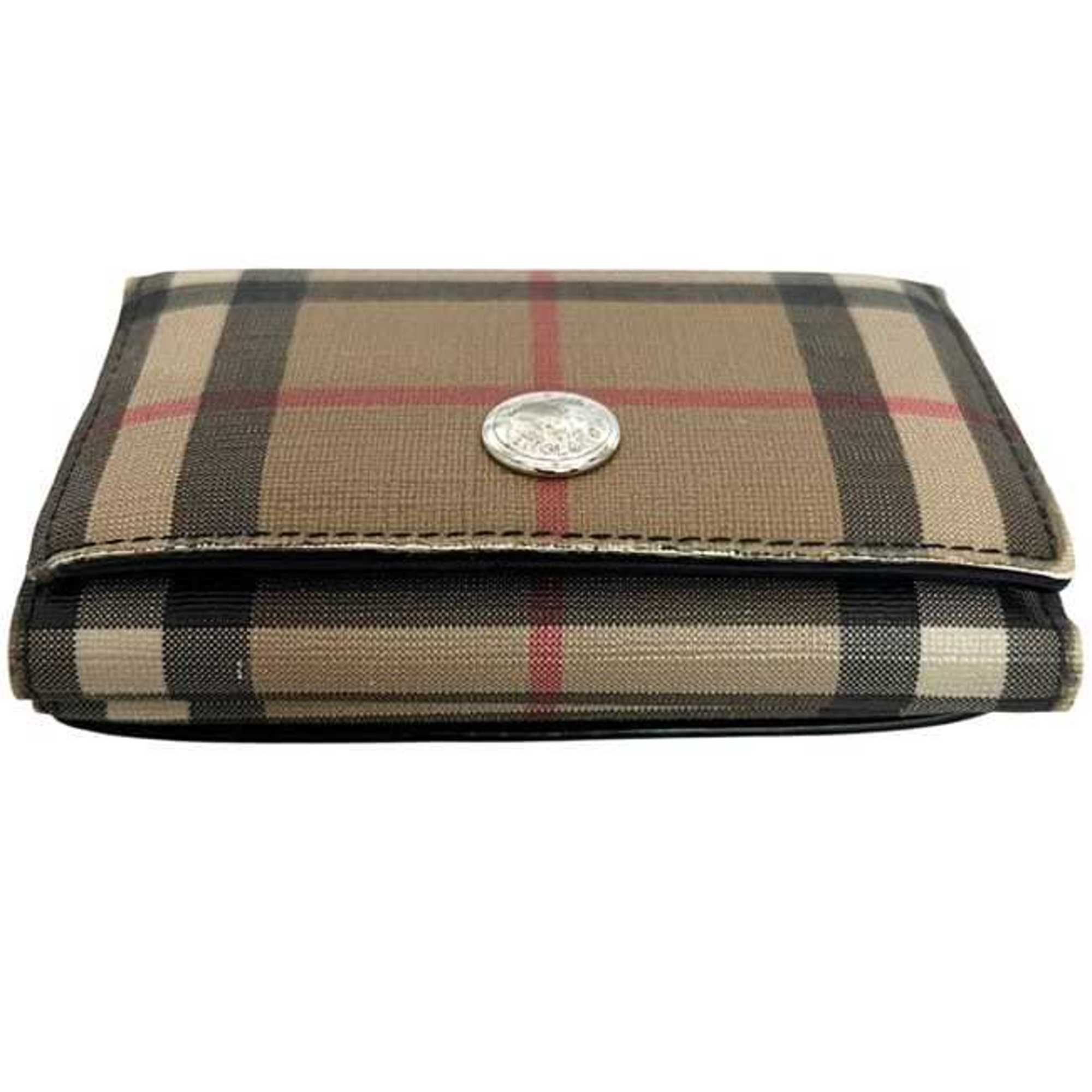 Burberry Beige Black Pvc Leather Wallet (Tri-Fold) (Pre-Owned)