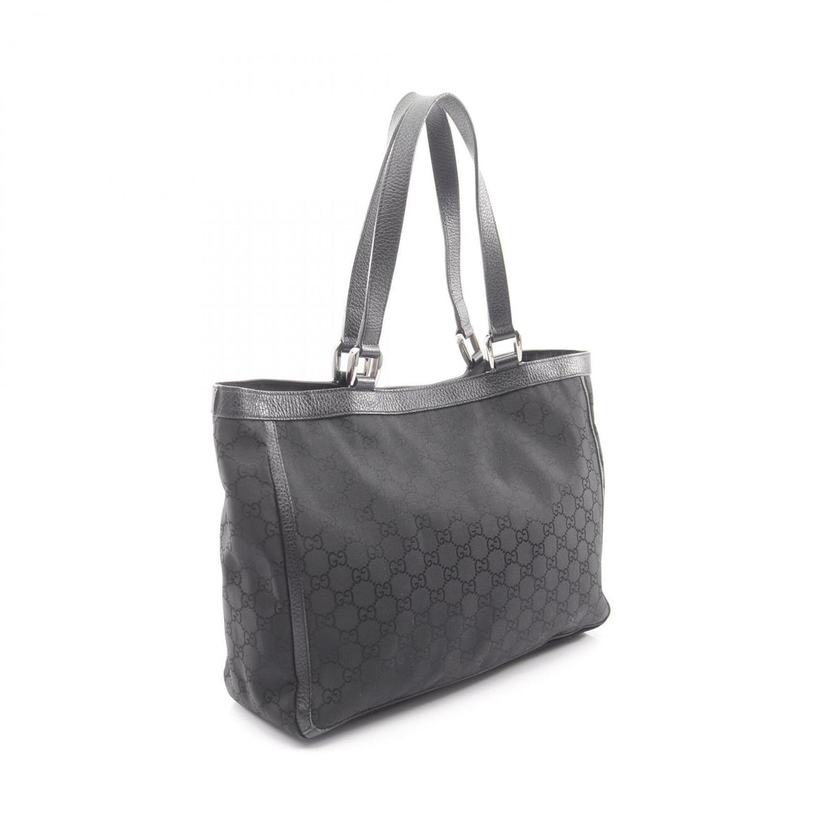 Gucci Black Nylon Leather Handbag Tote Bag (Pre-Owned)