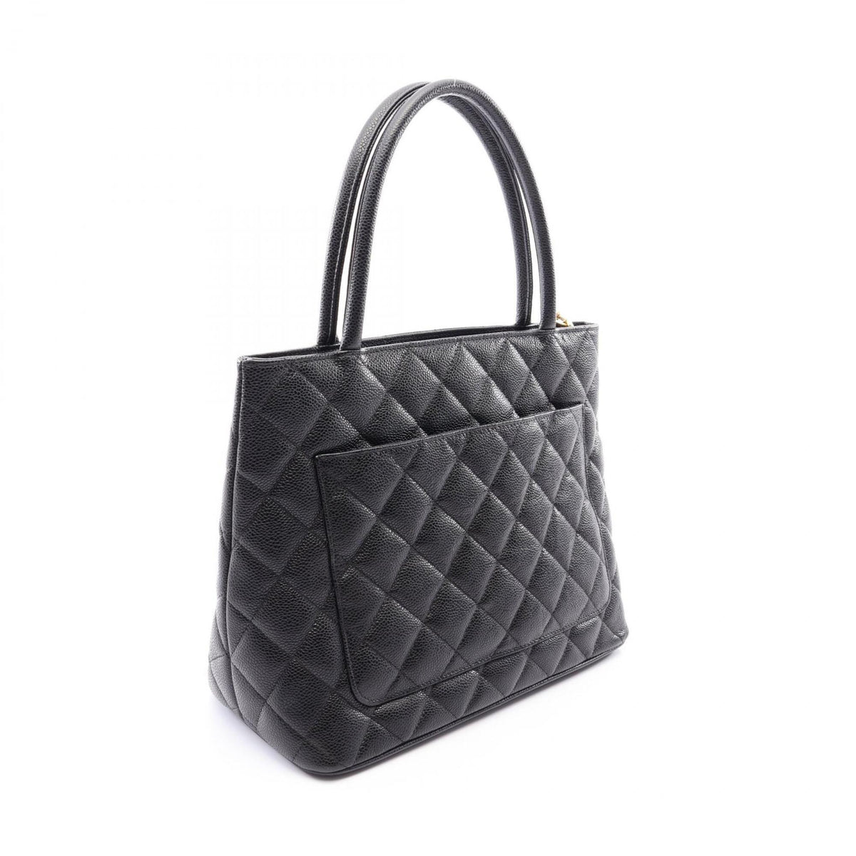 Chanel Black Grained Calfskin Handbag Tote Bag (Pre-Owned)