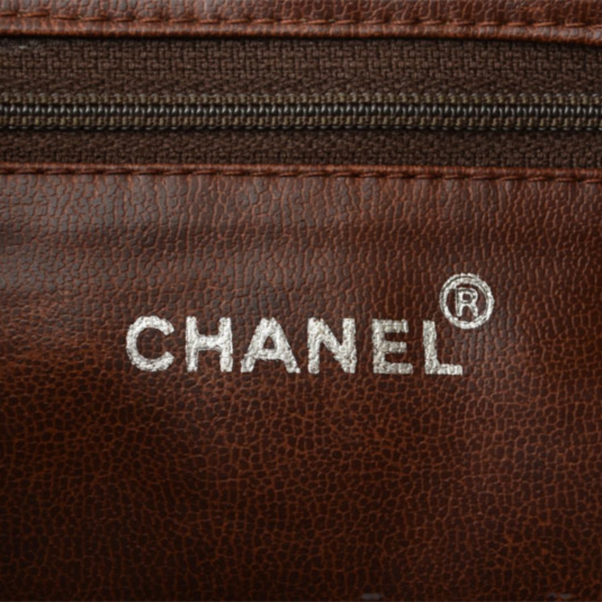 Chanel Brown Gold Leather Shoulder Bag Tote Bag (Pre-Owned)
