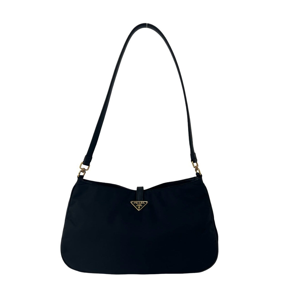 Prada Black Nylon Leather Handbag Shoulder Bag (Pre-Owned)