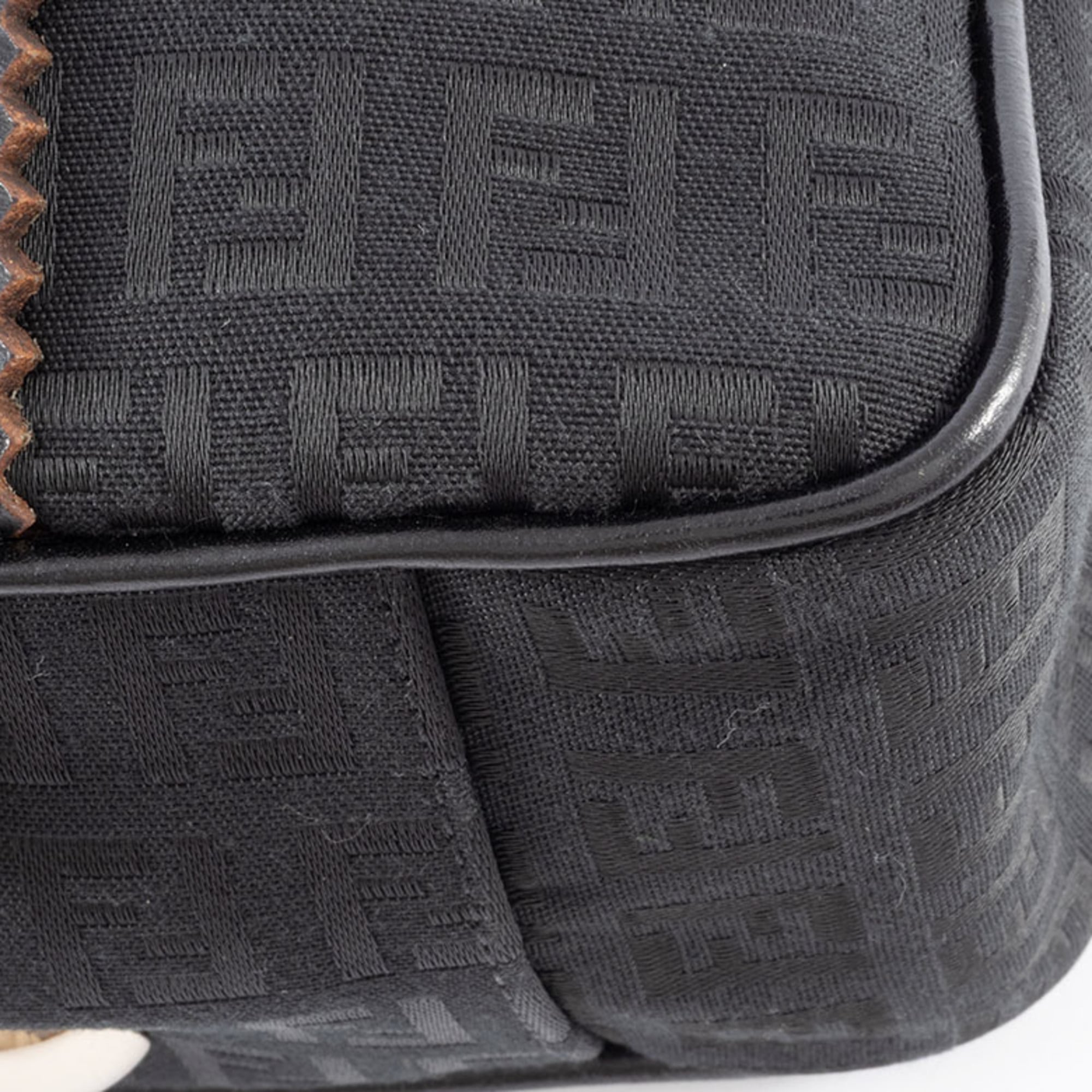 Fendi Zucca Black Canvas Leather Handbag (Pre-Owned)