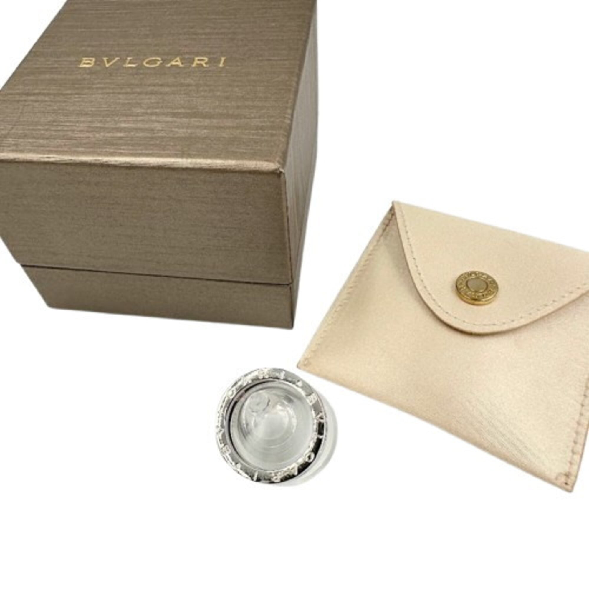 Bvlgari Silver Black Ceramic Silver 925 Band Ring (Pre-Owned)