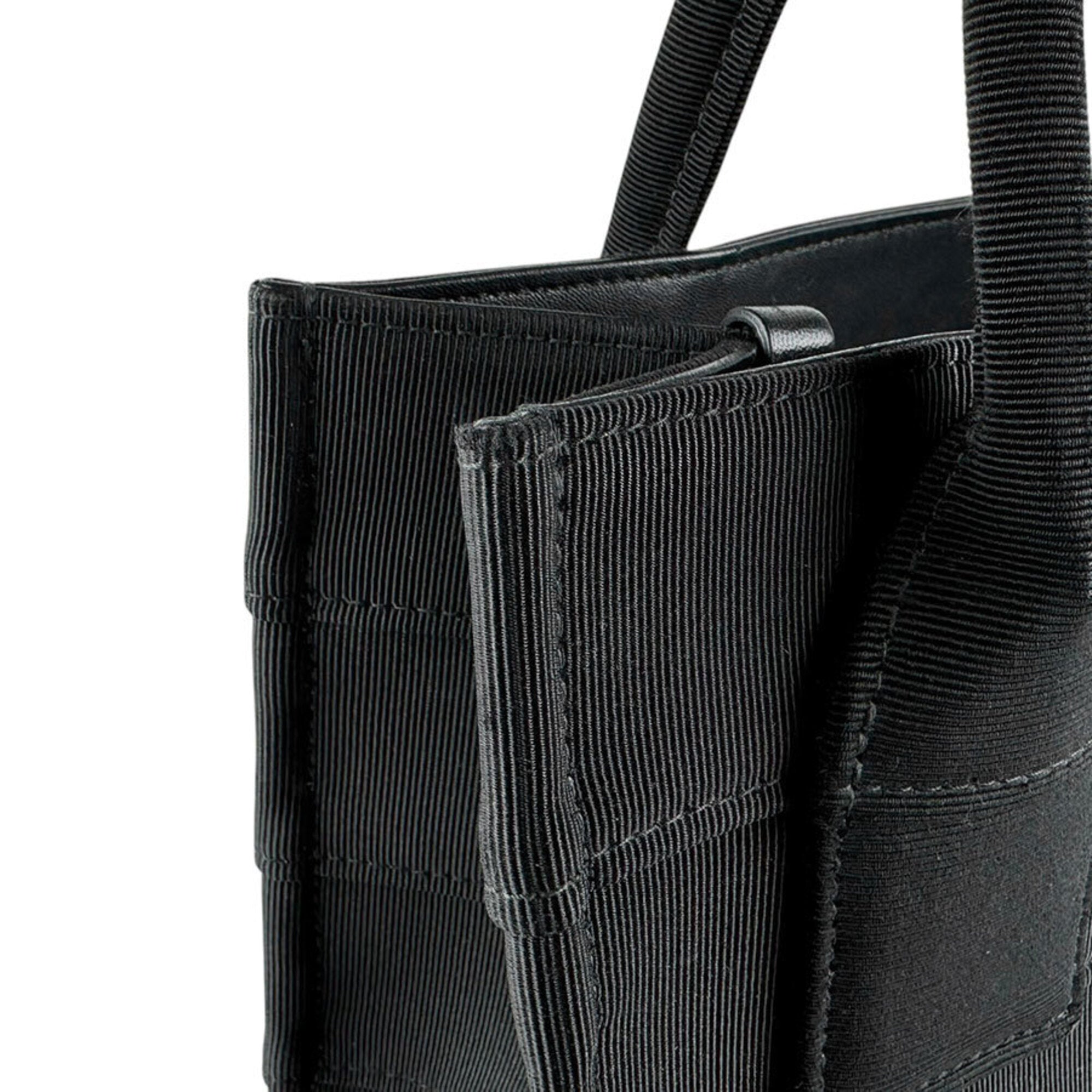 Salvatore Ferragamo Black Canvas Handbag Tote Bag (Pre-Owned)