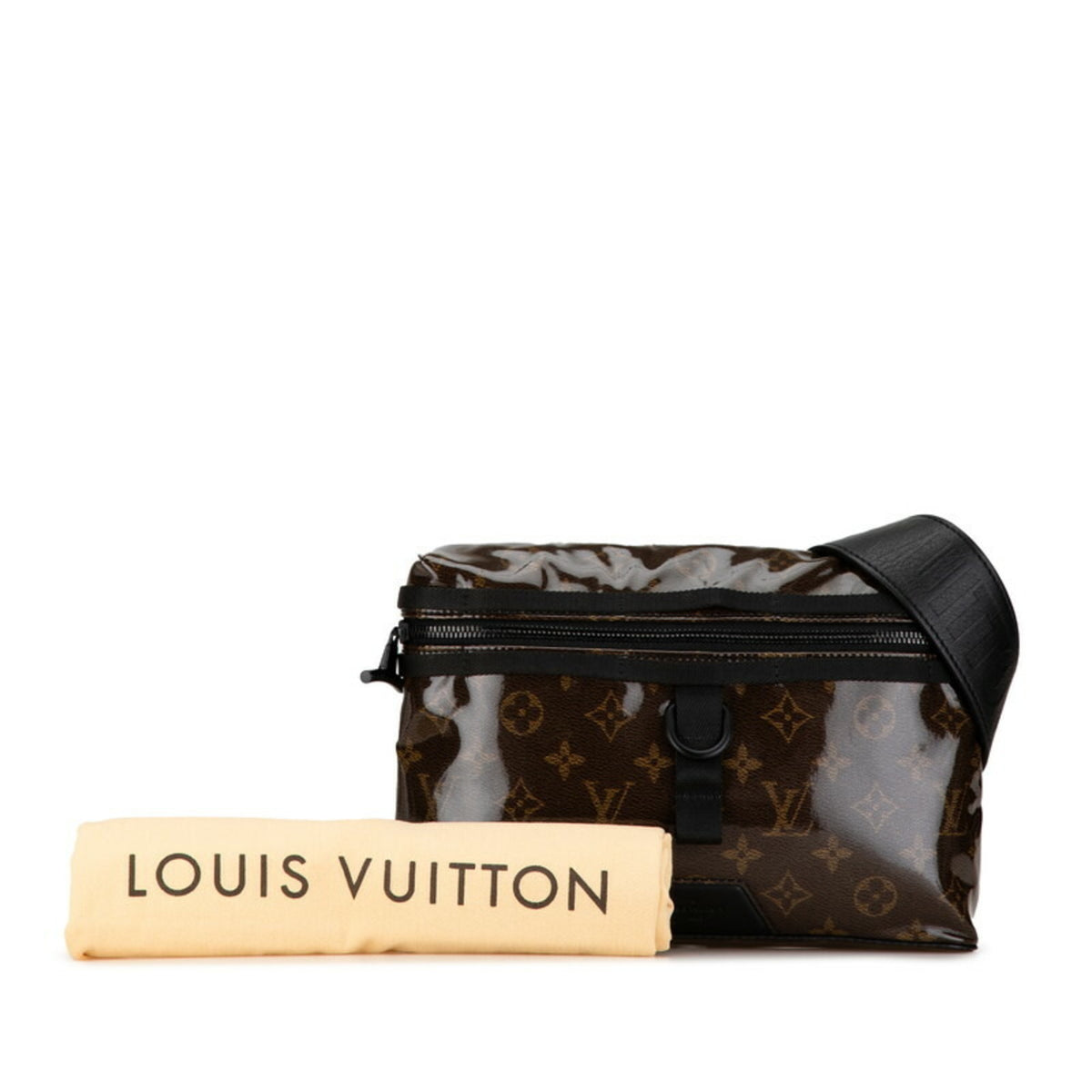 Louis Vuitton Black Brown Vinyl Leather Shoulder Bag (Pre-Owned)