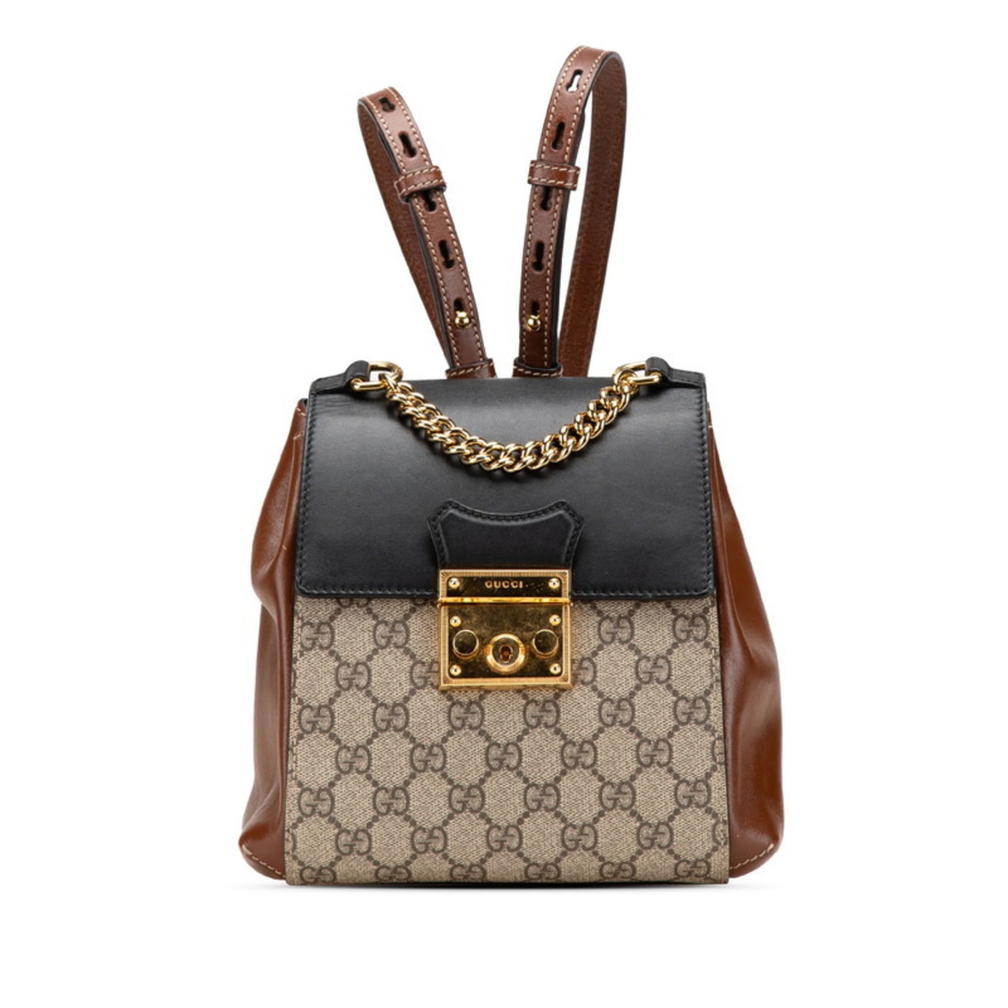 Gucci Beige Black Brown Pvc Leather Backpack (Pre-Owned)