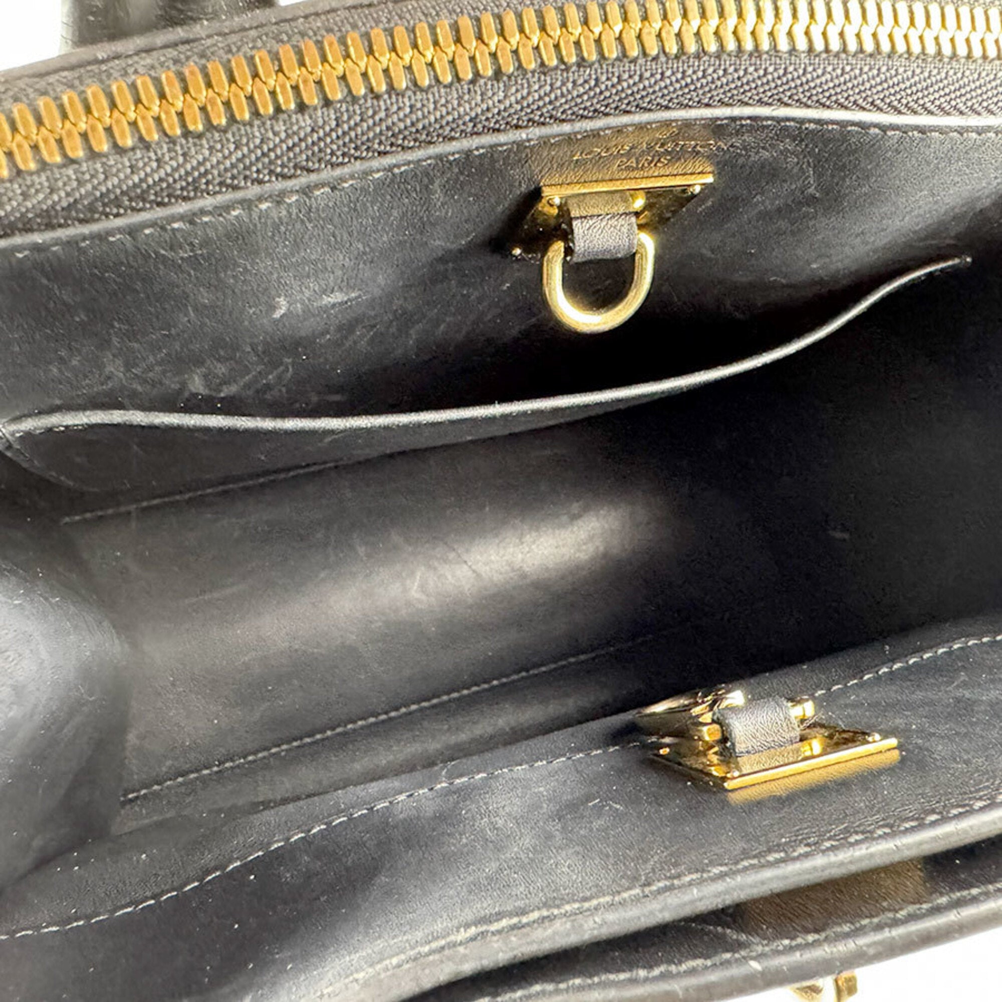 Louis Vuitton Black Leather Handbag Shoulder Bag (Pre-Owned)