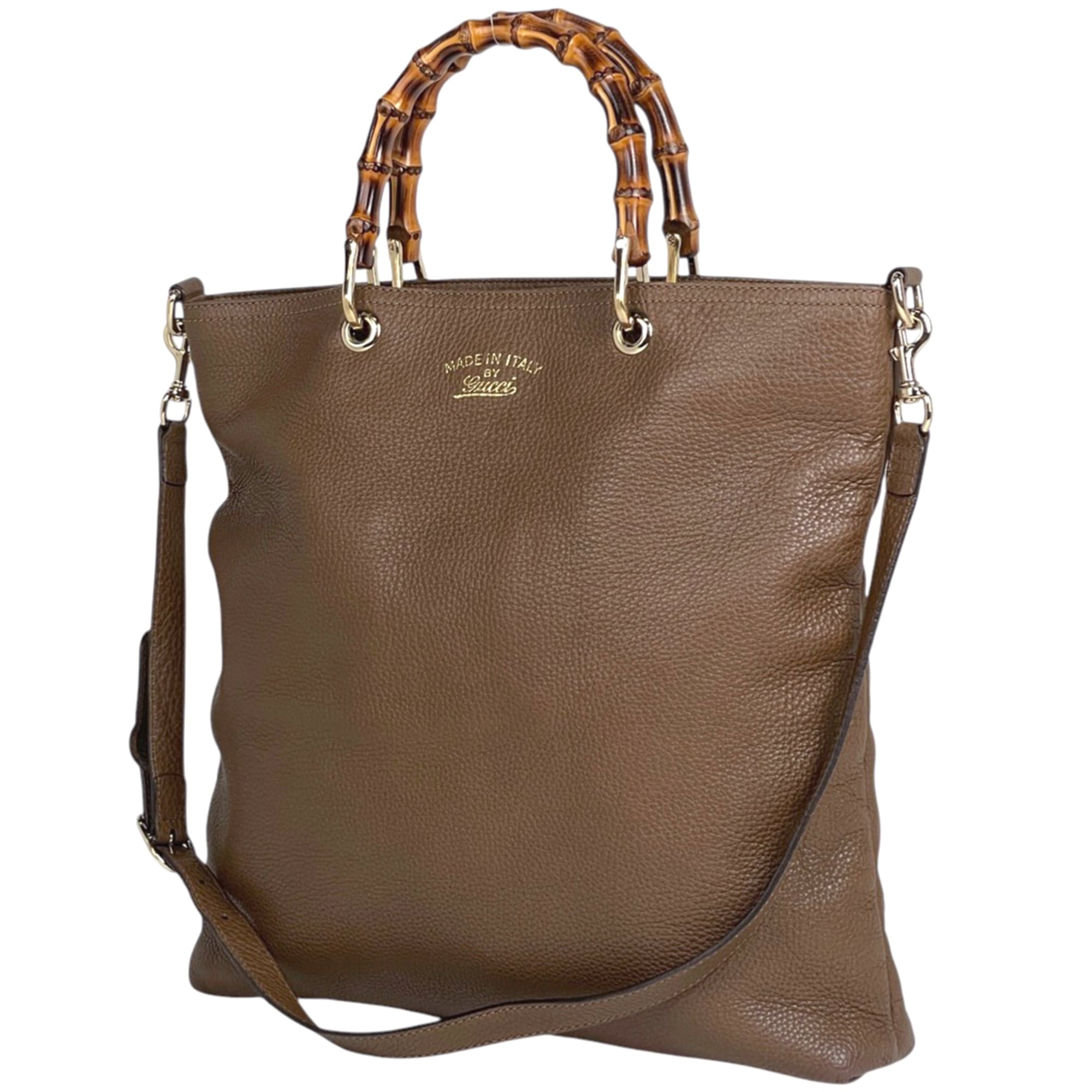Gucci Brown Leather Shoulder Bag Tote Bag (Pre-Owned)