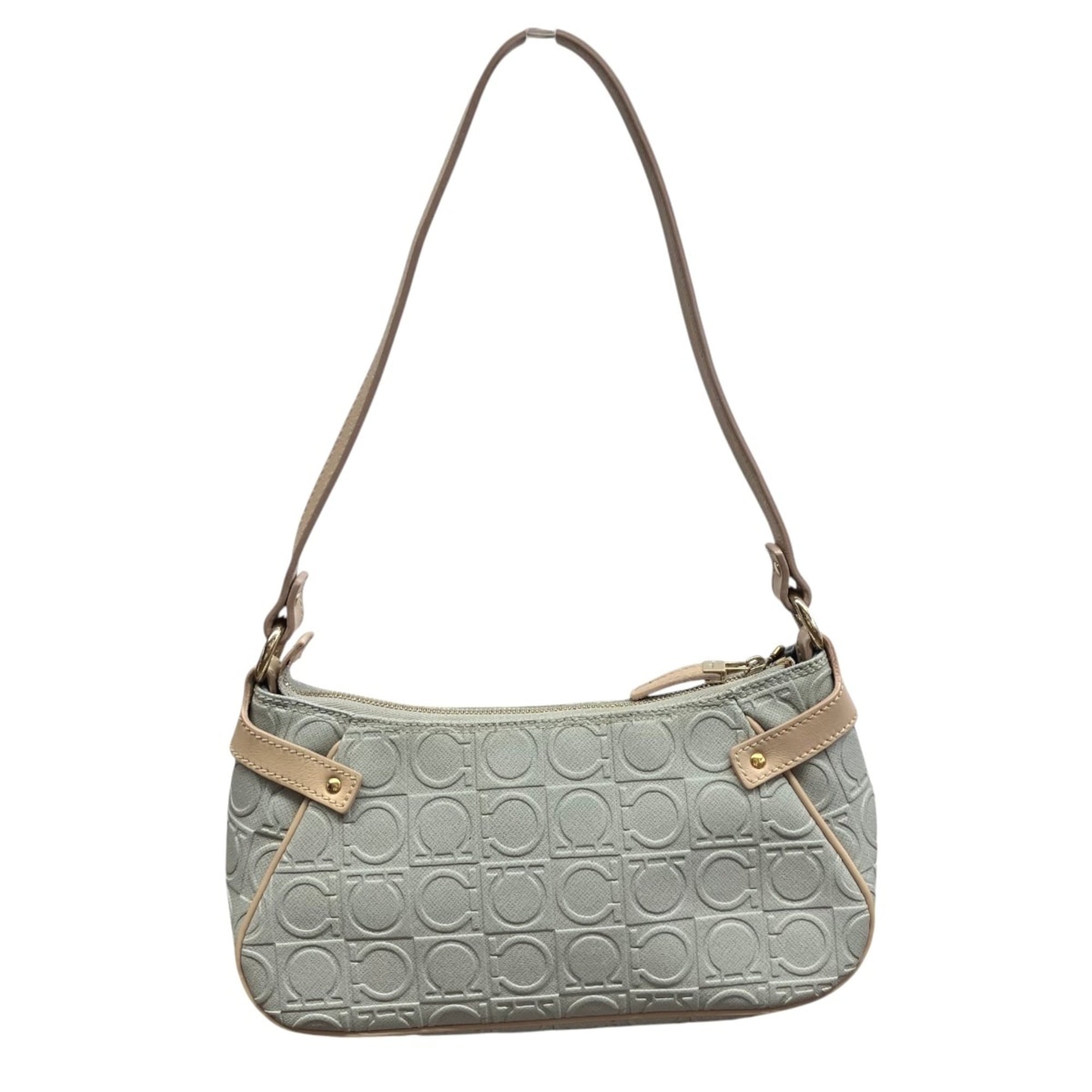 Salvatore Ferragamo Gray Leather Pvc Shoulder Bag (Pre-Owned)