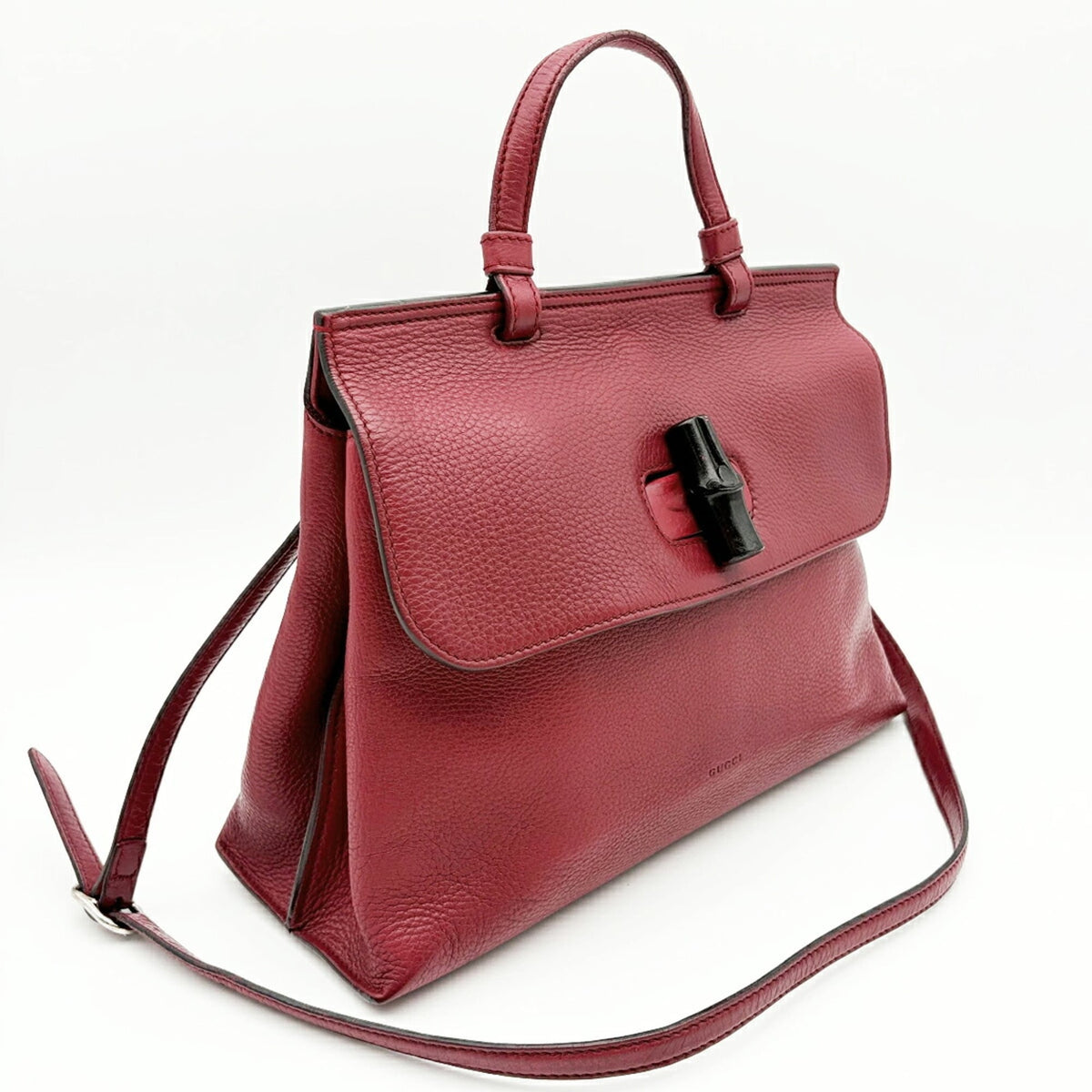 Gucci Bordeaux Leather Shoulder Bag (Pre-Owned)