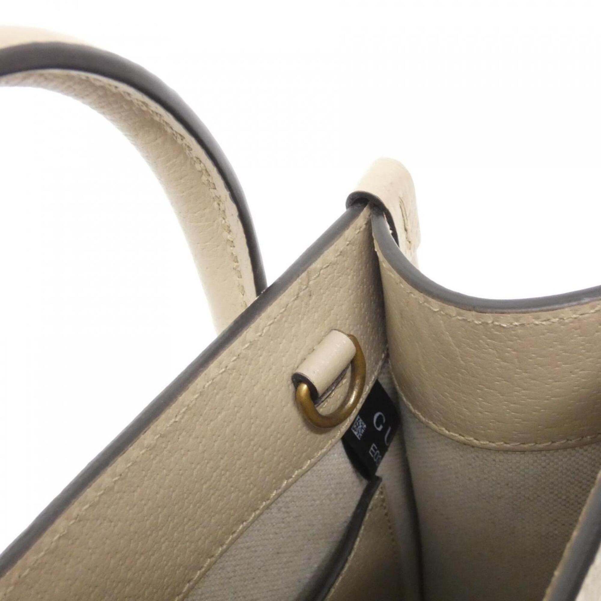 Gucci Beige White Gg Supreme Leather Handbag (Pre-Owned)