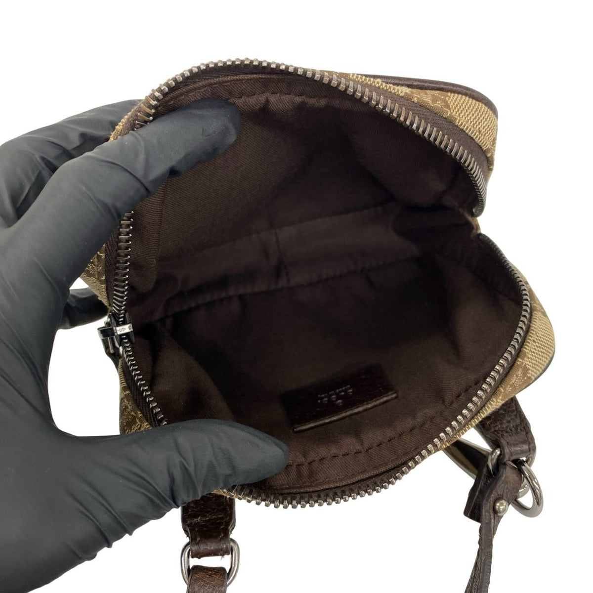 Gucci Brown Canvas Leather Pochette Shoulder Bag (Pre-Owned)