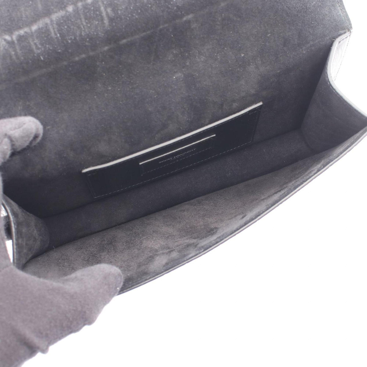 Yves Saint Laurent Black Leather Clutch Bag Handbag (Pre-Owned)