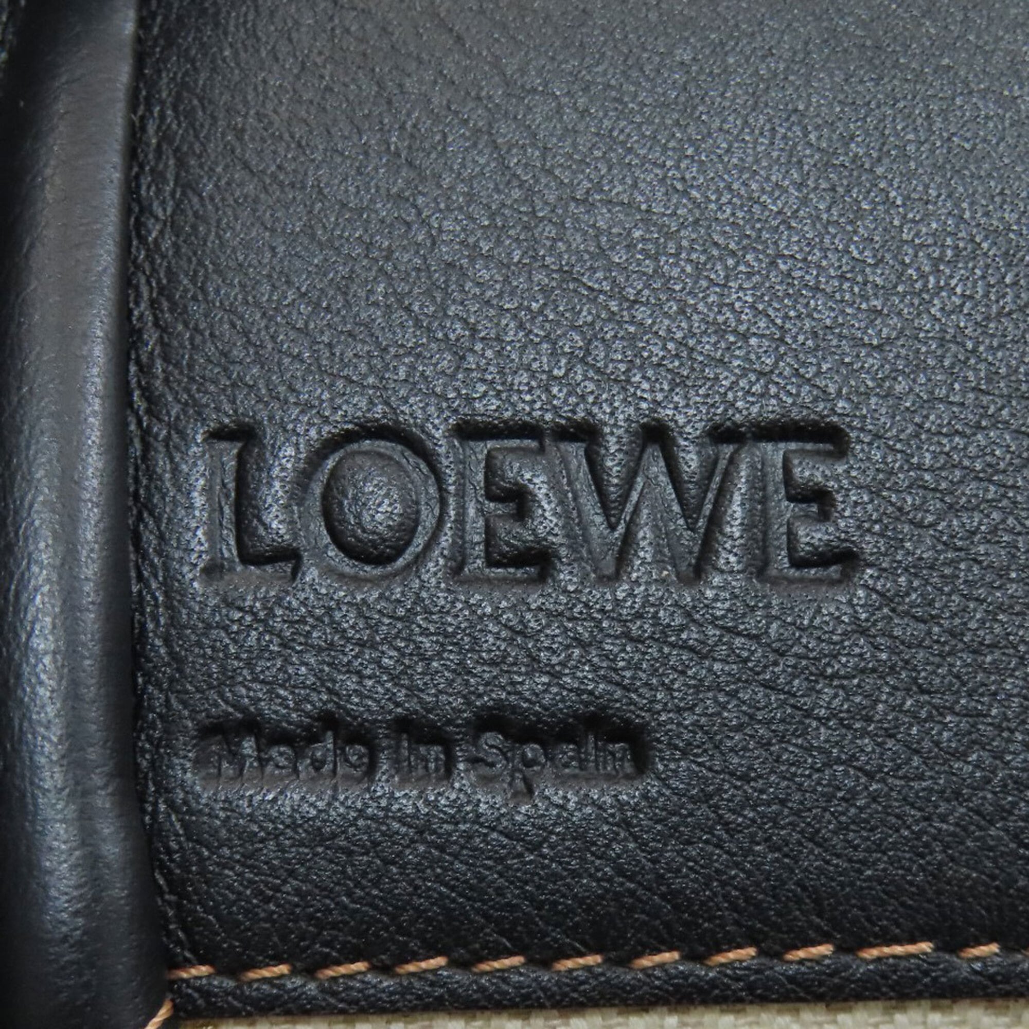 Loewe Beige Black Canvas Leather Handbag (Pre-Owned)