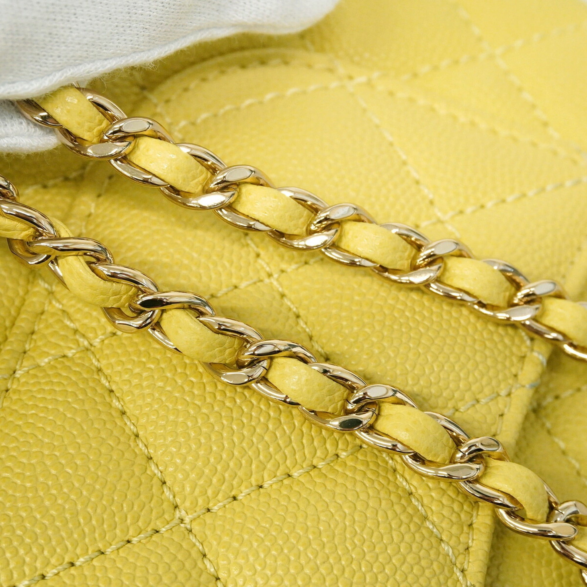 Chanel Yellow Grained Calfskin Handbag (Pre-Owned)