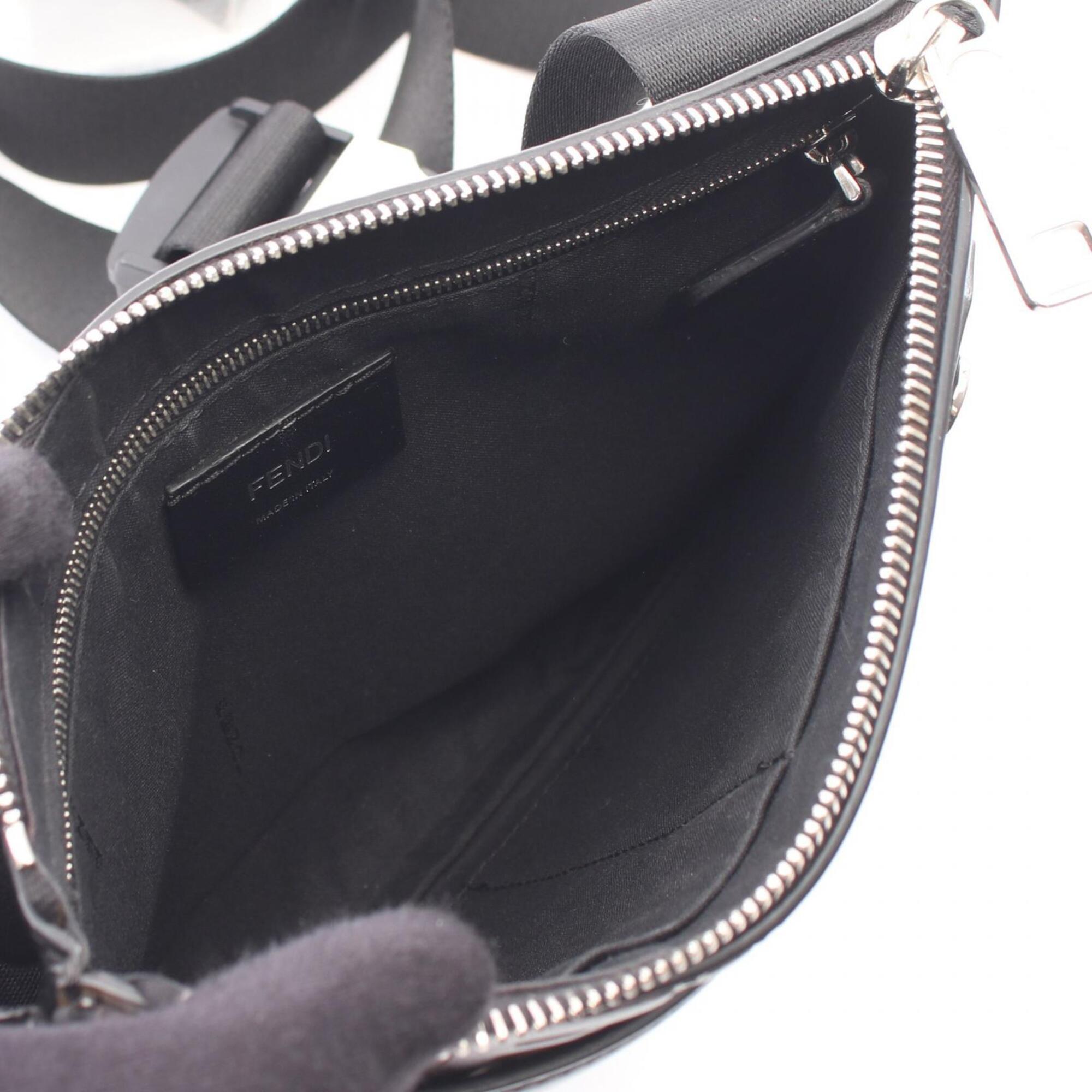 Fendi Black Brown Leather Coated Canvas Handbag Shoulder Bag (Pre-Owned)