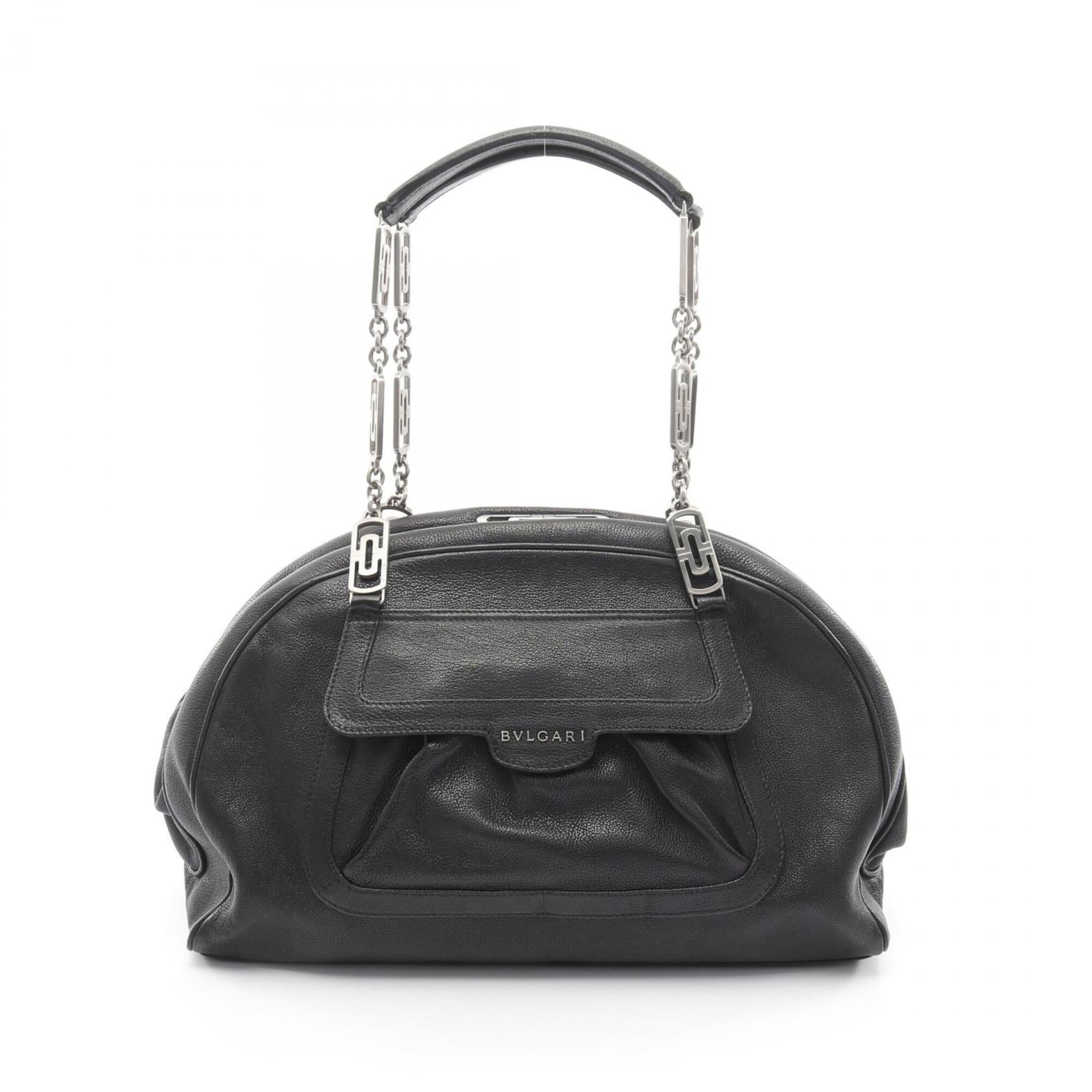 Bvlgari Black Leather Handbag Shoulder Bag (Pre-Owned)