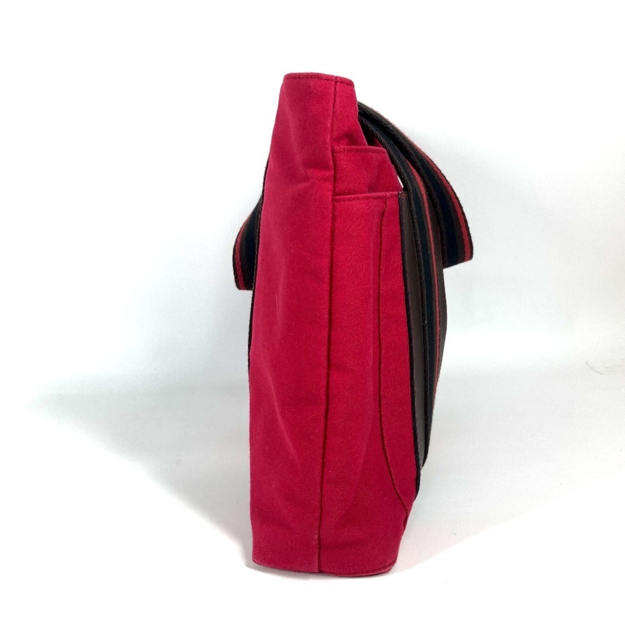 Hermes Black Red Color Canvas Shoulder Bag Tote Bag (Pre-Owned)