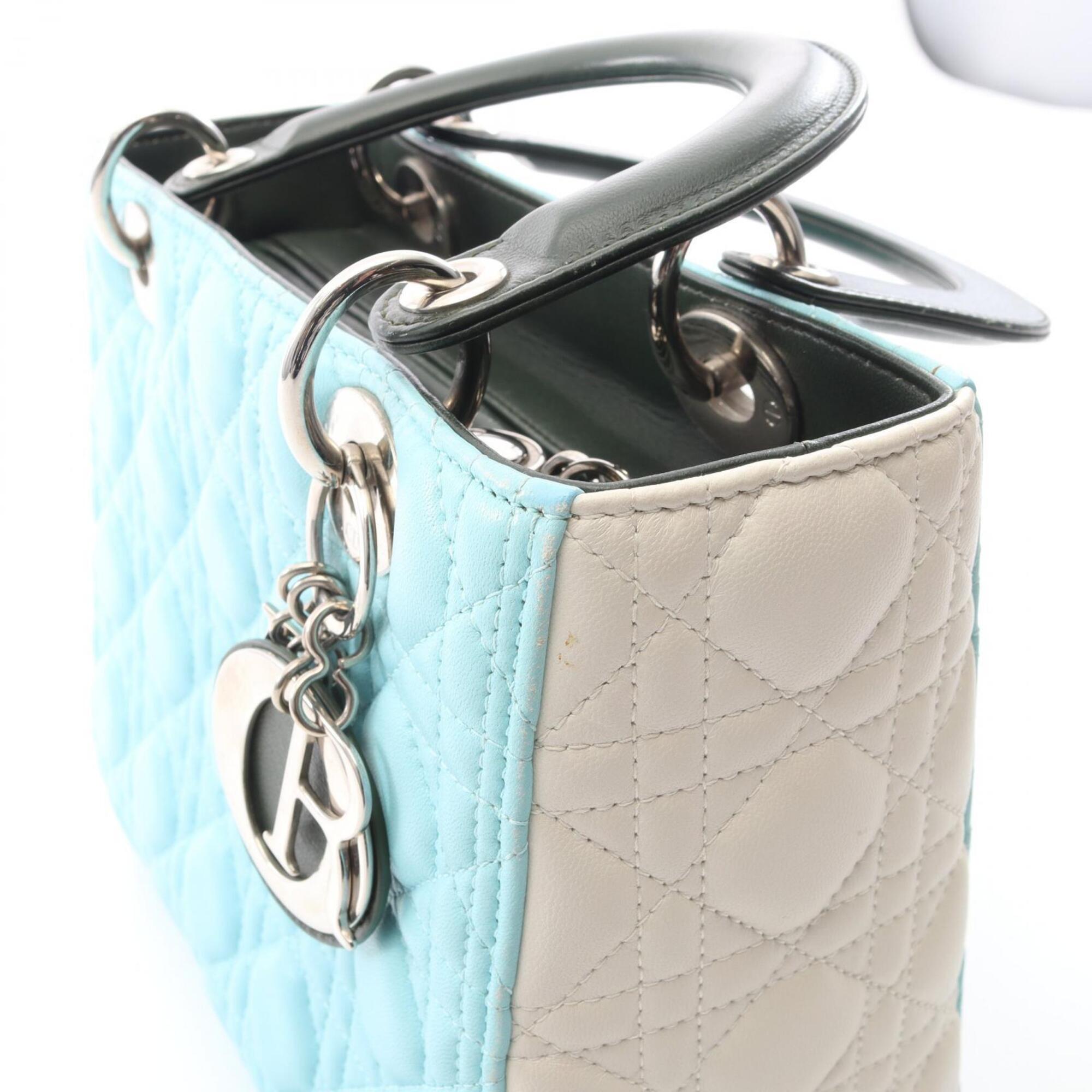 Christian Dior Blue Green Ivory Leather Handbag (Pre-Owned)