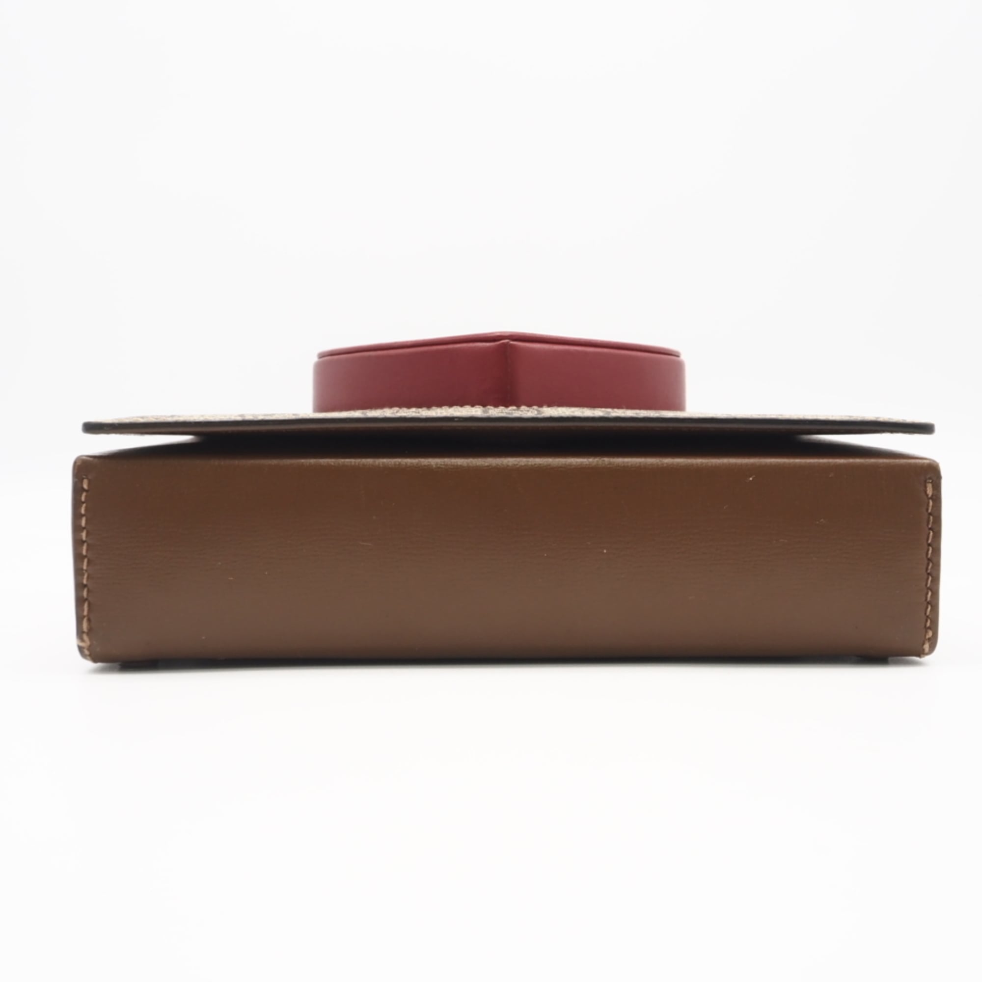 Gucci Beige Brown Red Color Coated Canvas Leather Shoulder Bag (Pre-Owned)