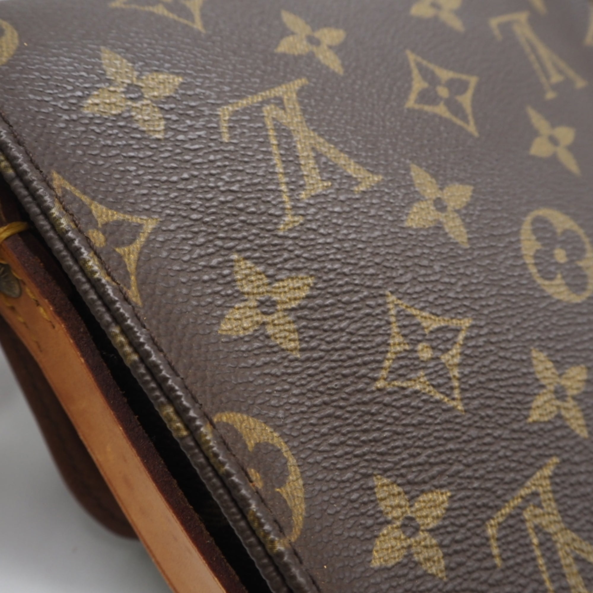 Louis Vuitton Monogram Beige Brown Coated Canvas Leather Shoulder Bag (Pre-Owned)
