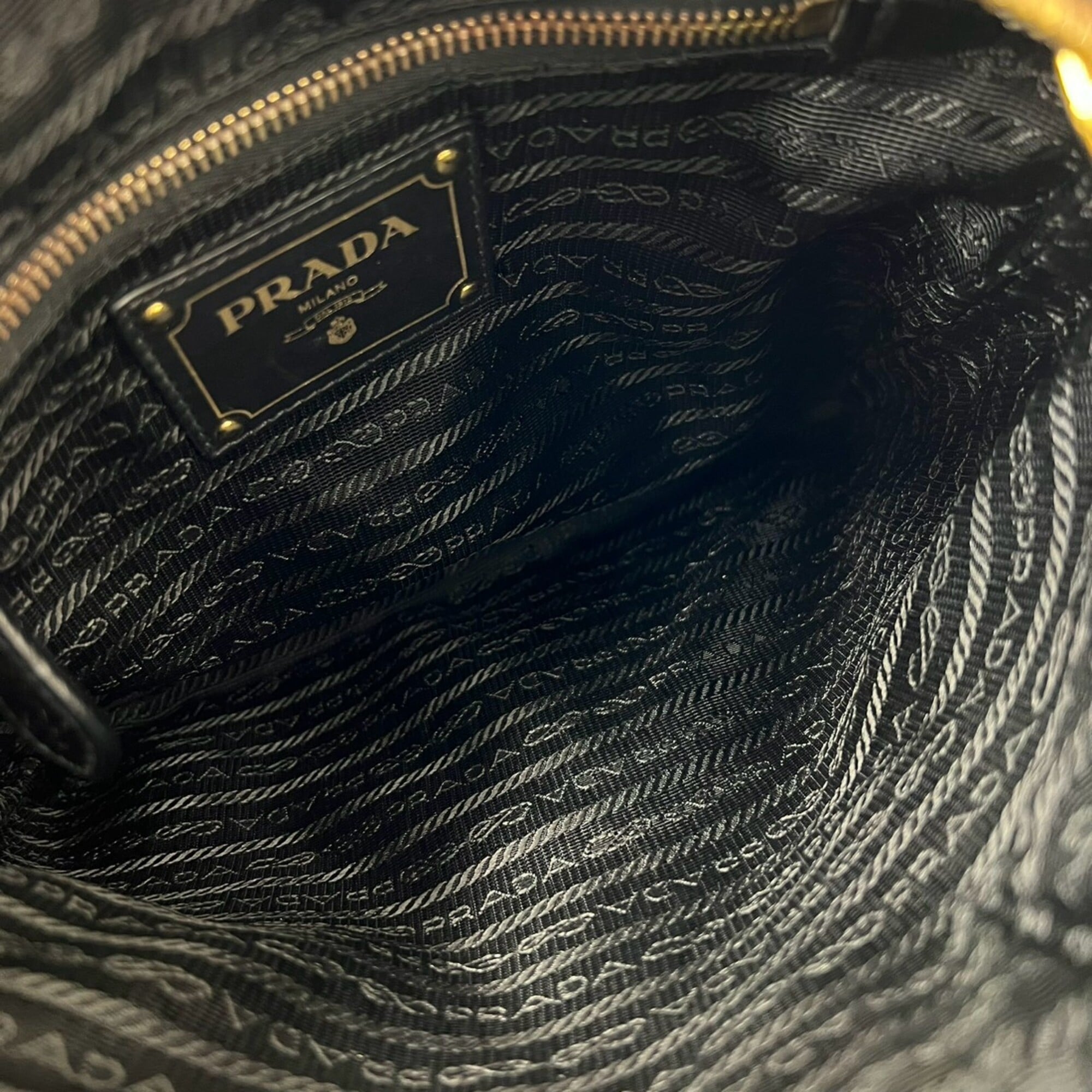 Prada Black Nylon Leather Pochette Shoulder Bag (Pre-Owned)