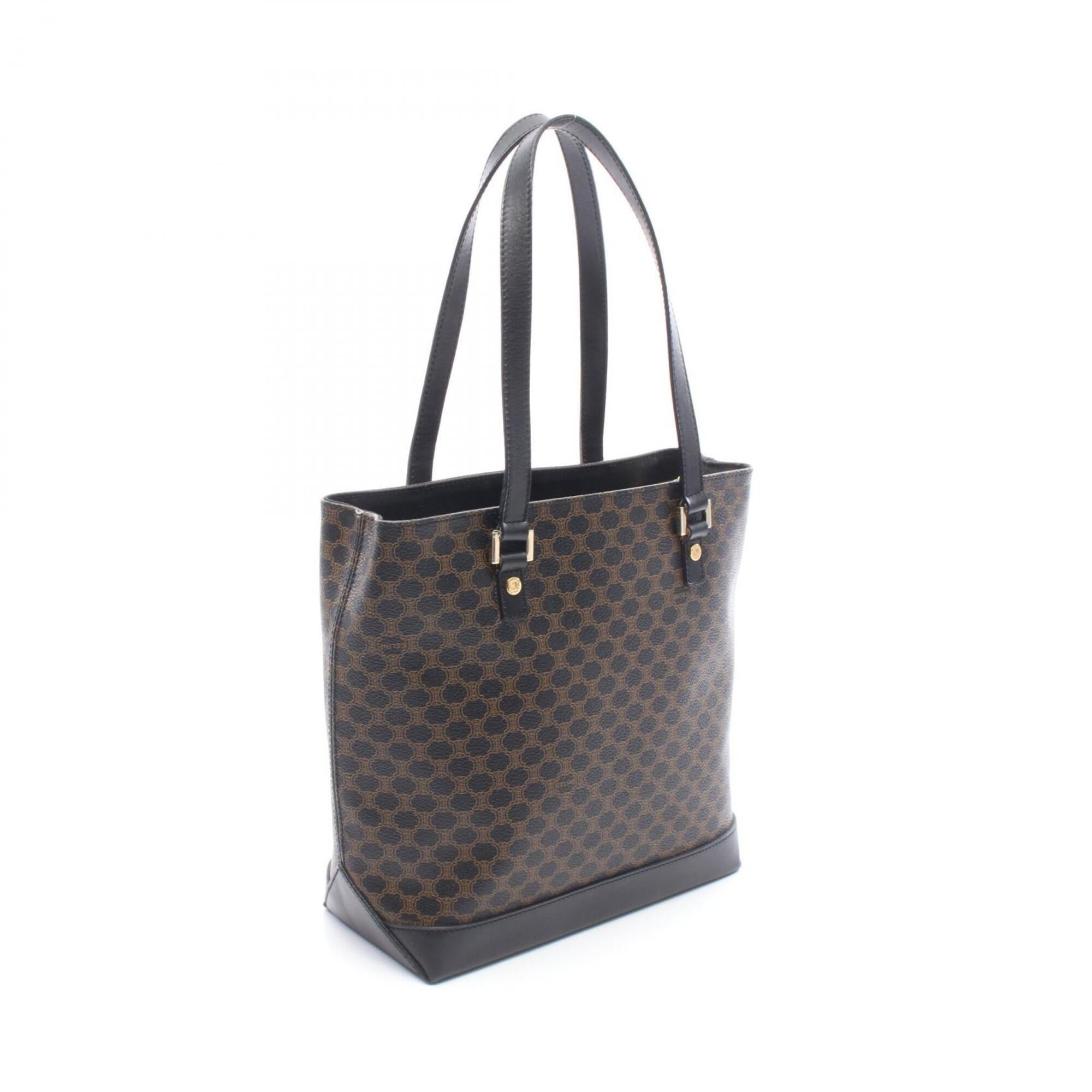 Celine Black Brown Coated Canvas Leather Handbag Tote Bag (Pre-Owned)