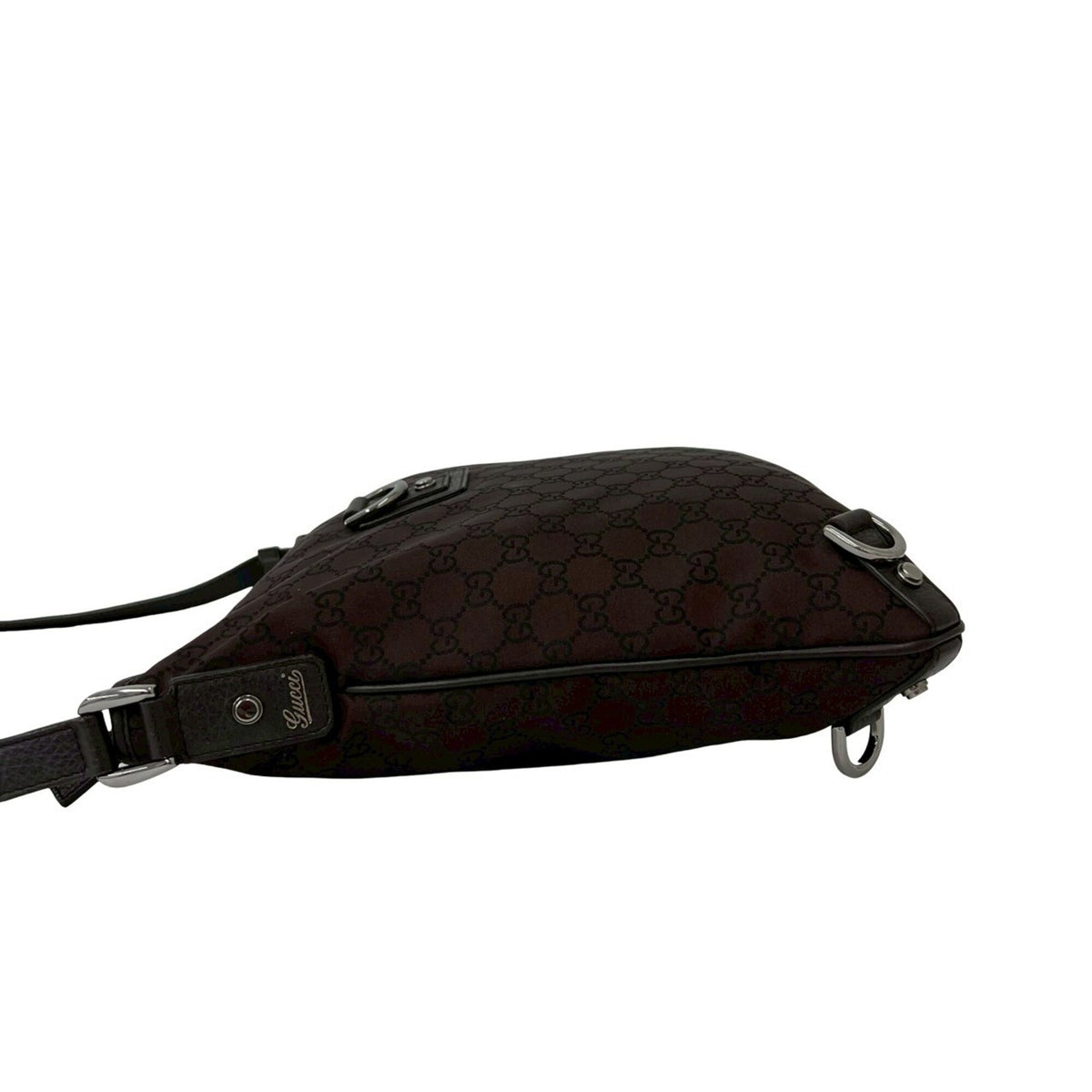 Gucci Brown Nylon Leather Pochette Shoulder Bag (Pre-Owned)