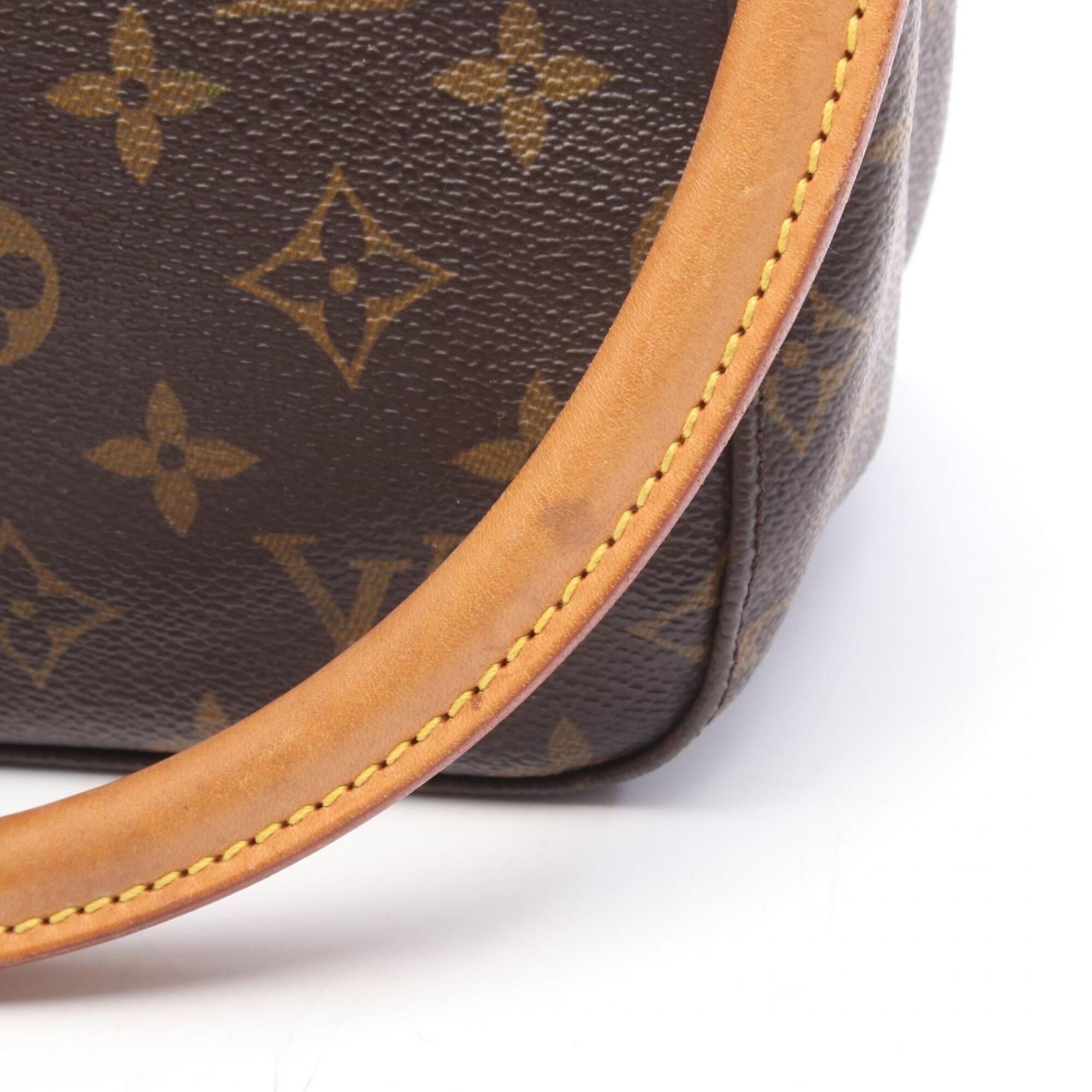 Louis Vuitton Brown Coated Canvas Leather Handbag Shoulder Bag (Pre-Owned)