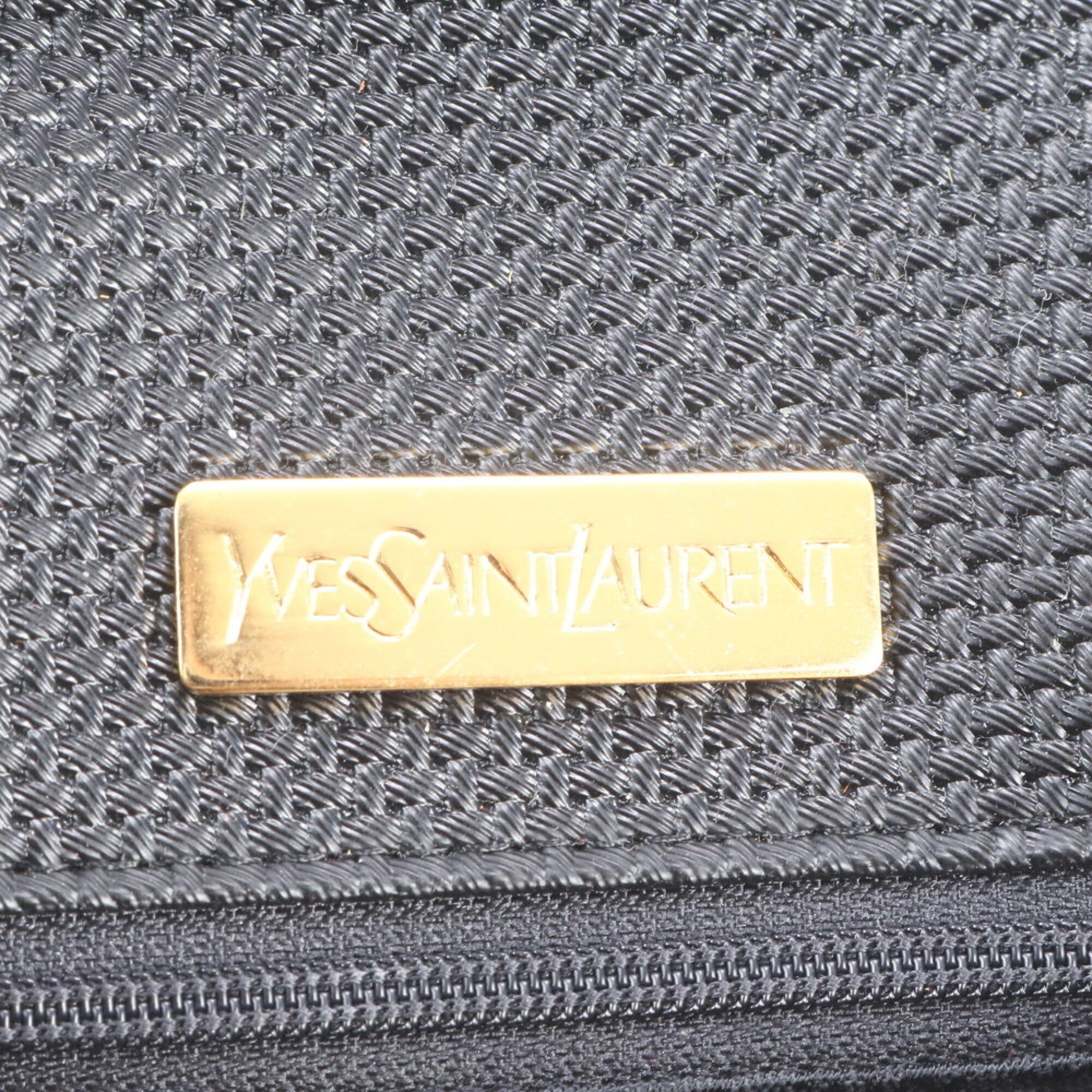 Yves Saint Laurent Beige Black Leather Nylon Crossbody Bag Shoulder Bag (Pre-Owned)