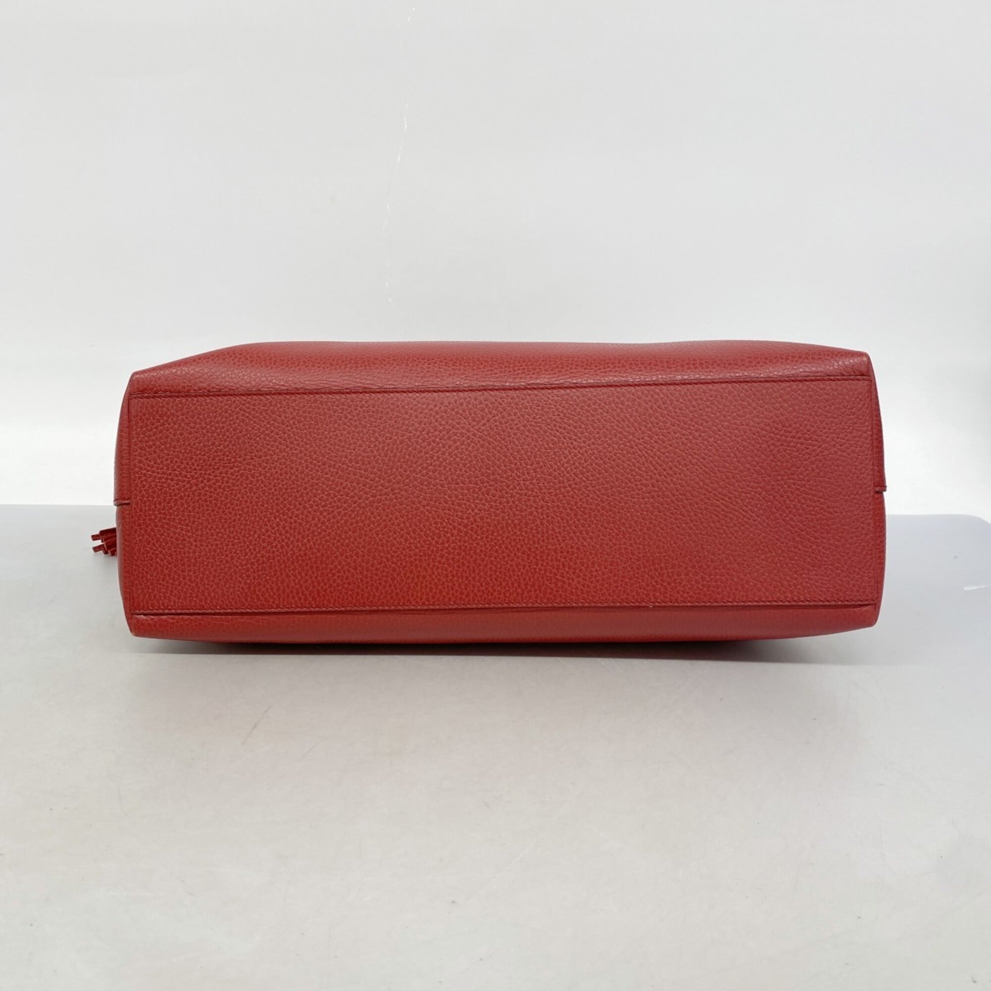 Gucci Red Color Leather Tote Bag (Pre-Owned)