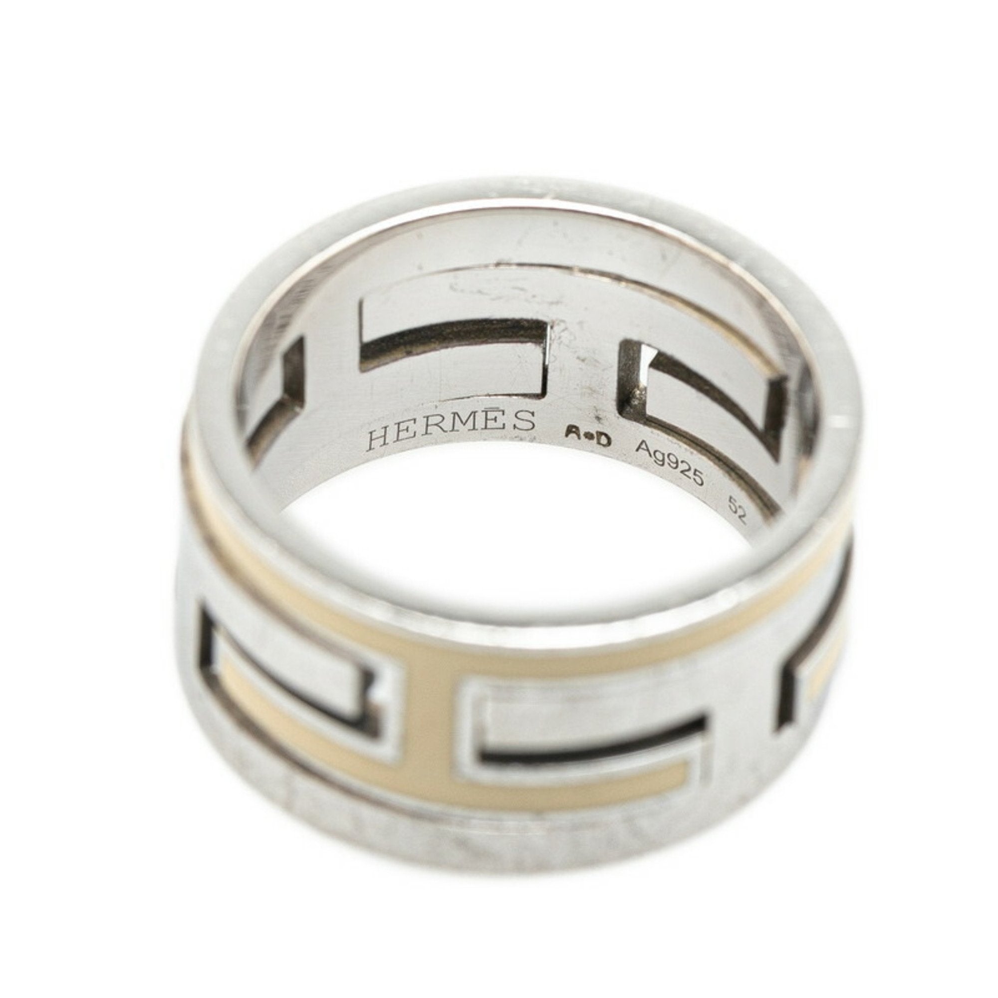 Hermes Silver Silver 925 Band Ring (Pre-Owned)
