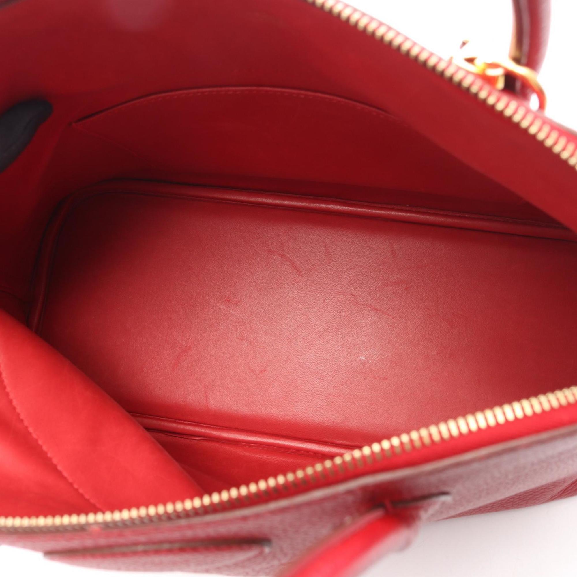Hermes Red Color Rouge Vif Fjord Leather Handbag (Pre-Owned)