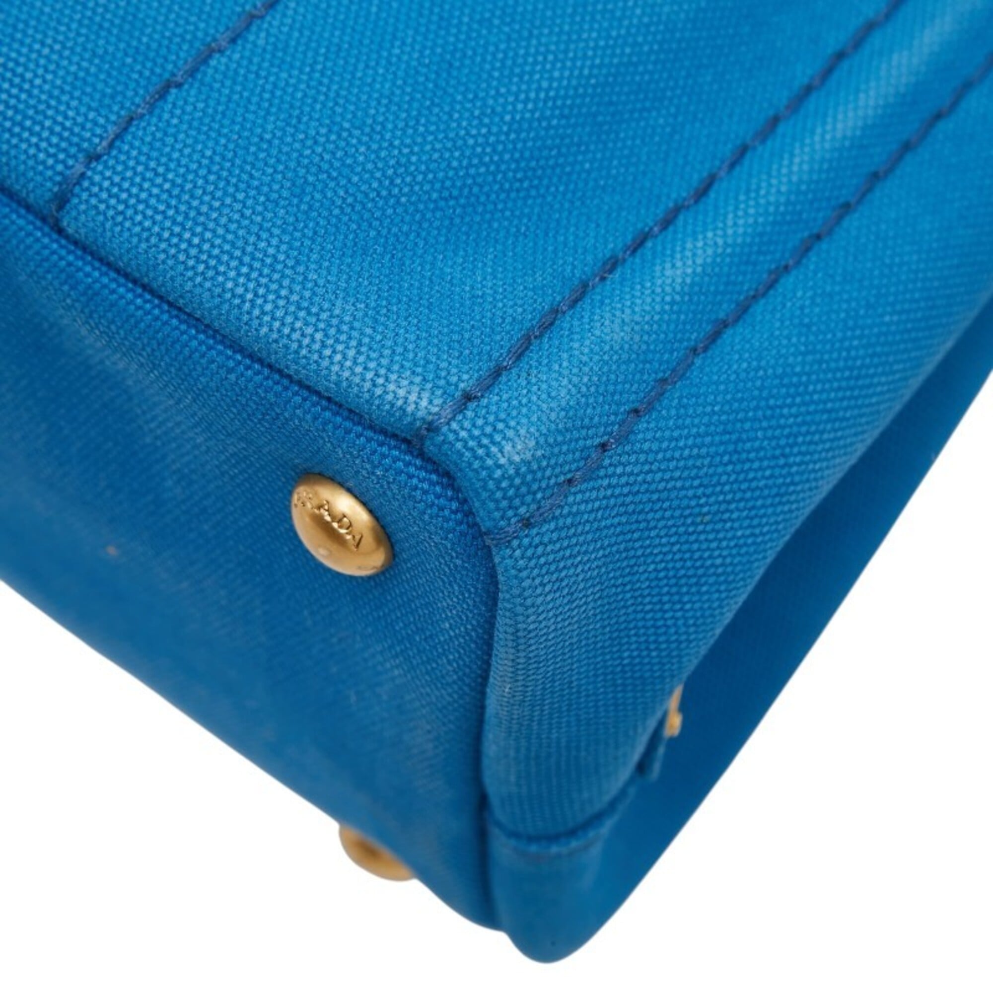 Prada Light Blue Canvas Handbag Shoulder Bag (Pre-Owned)