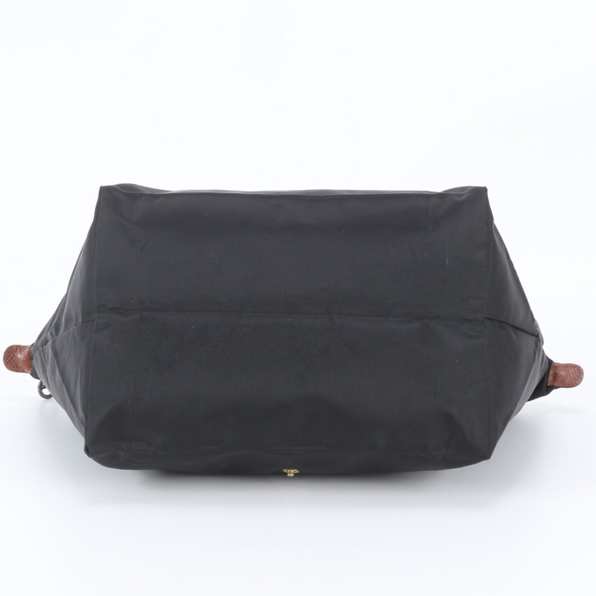 Longchamp Black Brown Leather Nylon Handbag Shoulder Bag Tote Bag (Pre-Owned)