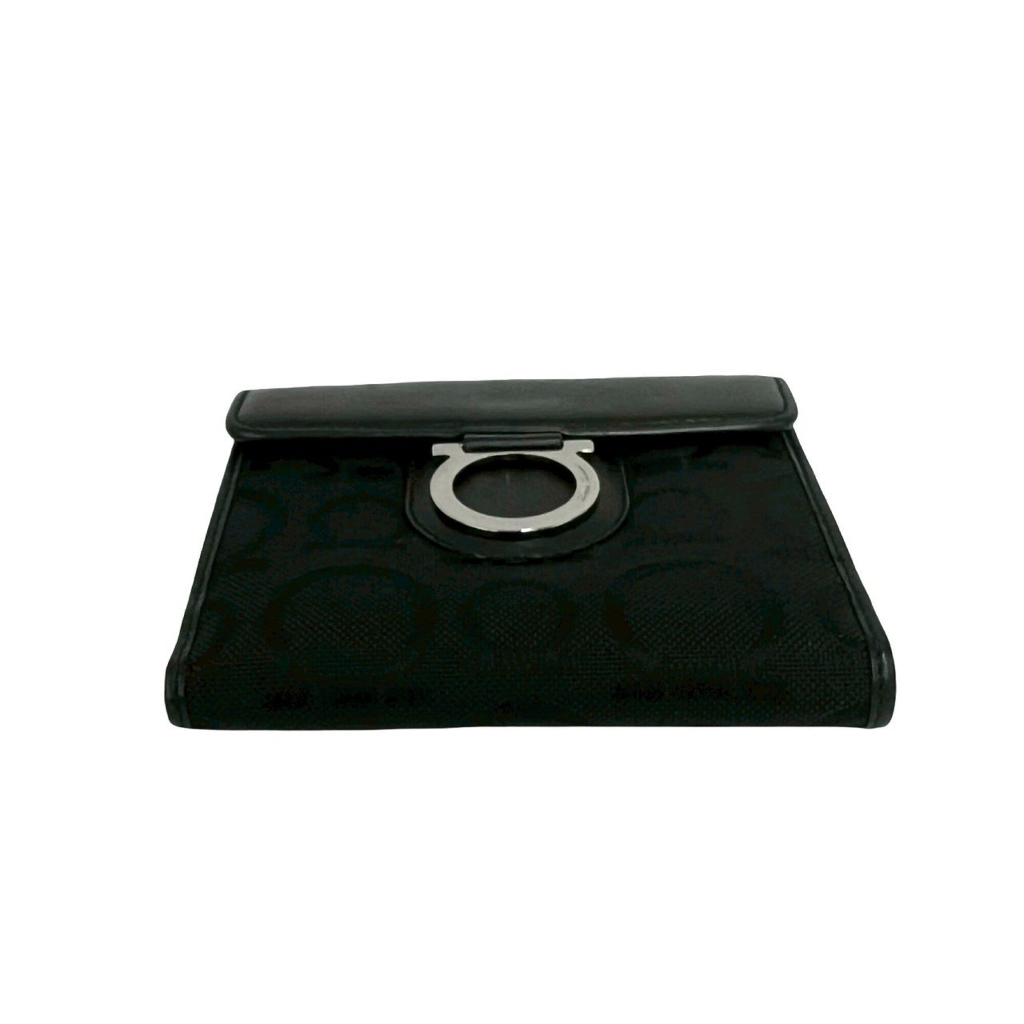 Salvatore Ferragamo Black Canvas Leather Wallet (Bi-Fold) (Pre-Owned)