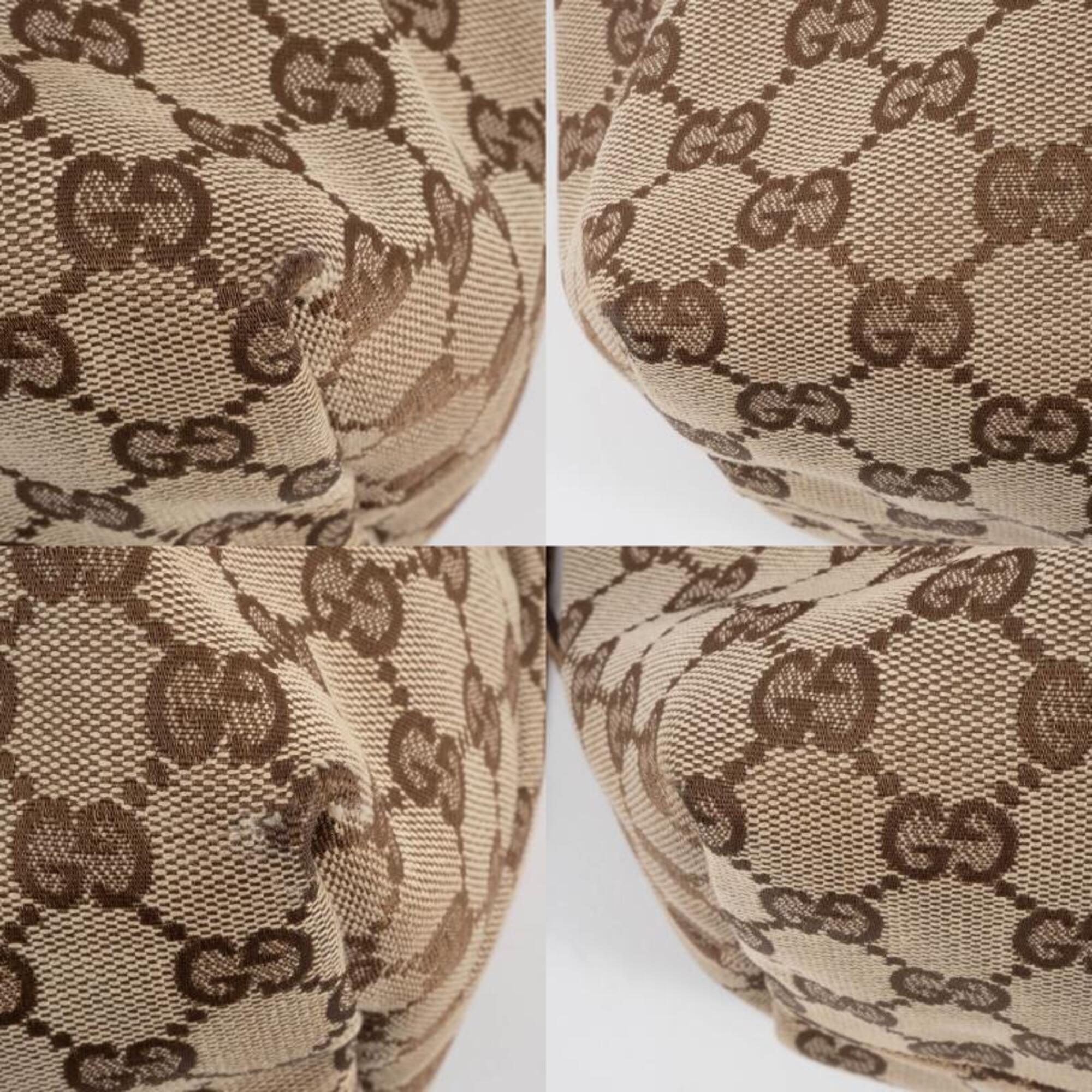 Gucci Gg Canvas Beige Brown Gg Canvas Leather Tote Bag (Pre-Owned)