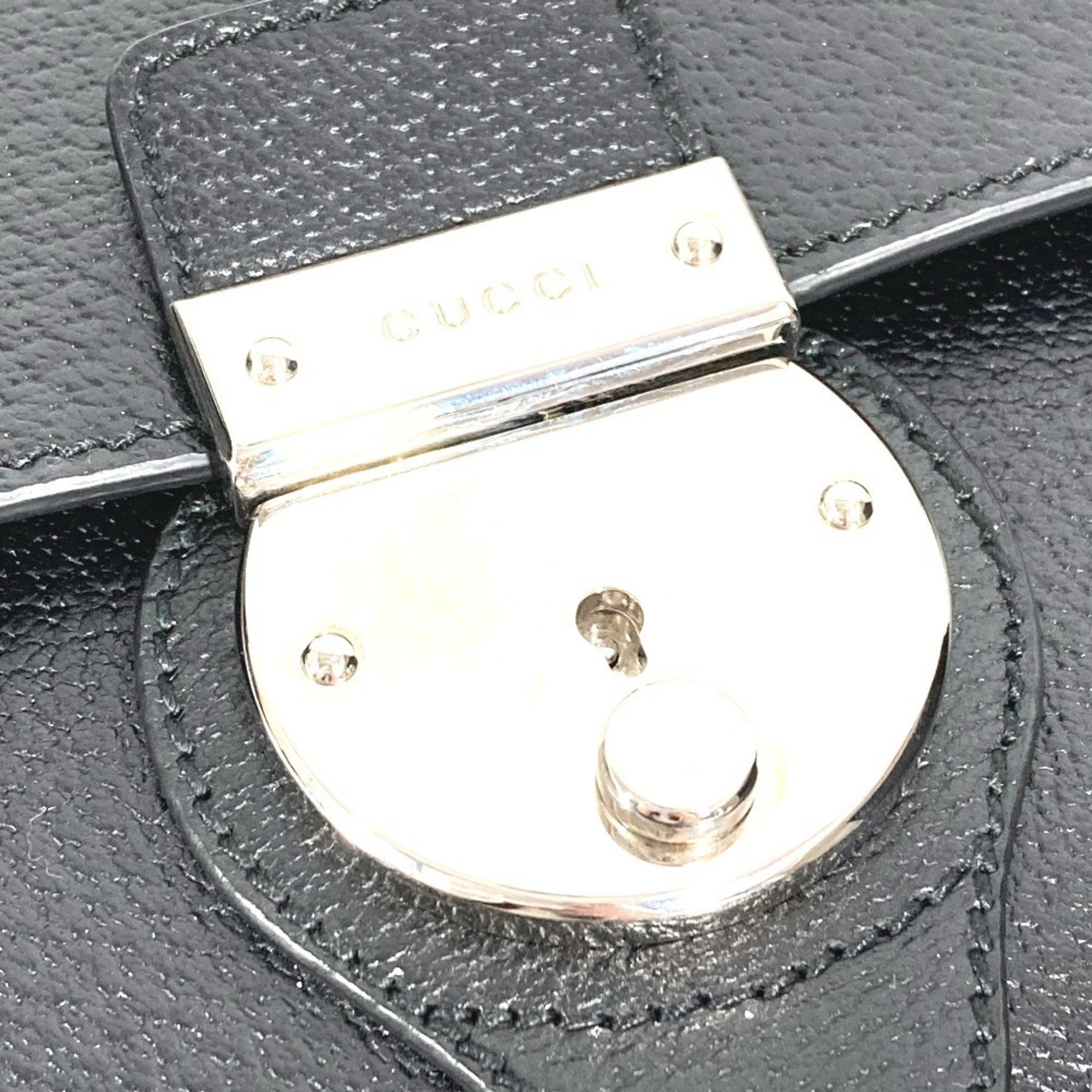 Gucci Black Leather Briefcase Handbag (Pre-Owned)