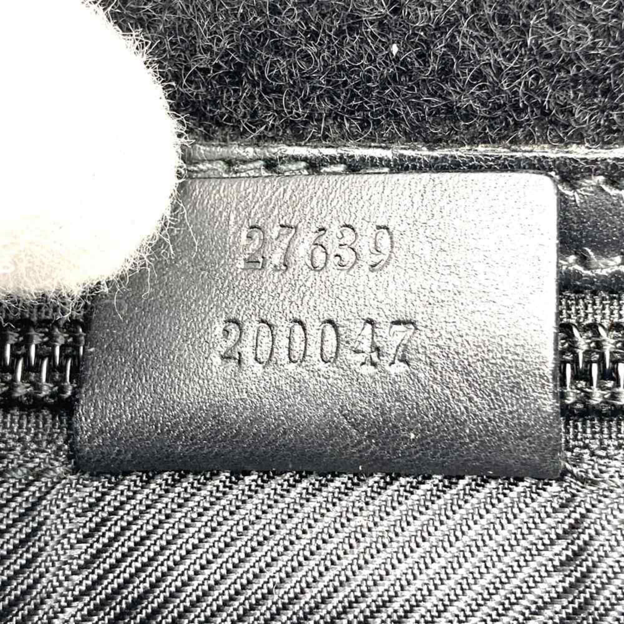 Gucci Black Gg Canvas Leather Shoulder Bag (Pre-Owned)