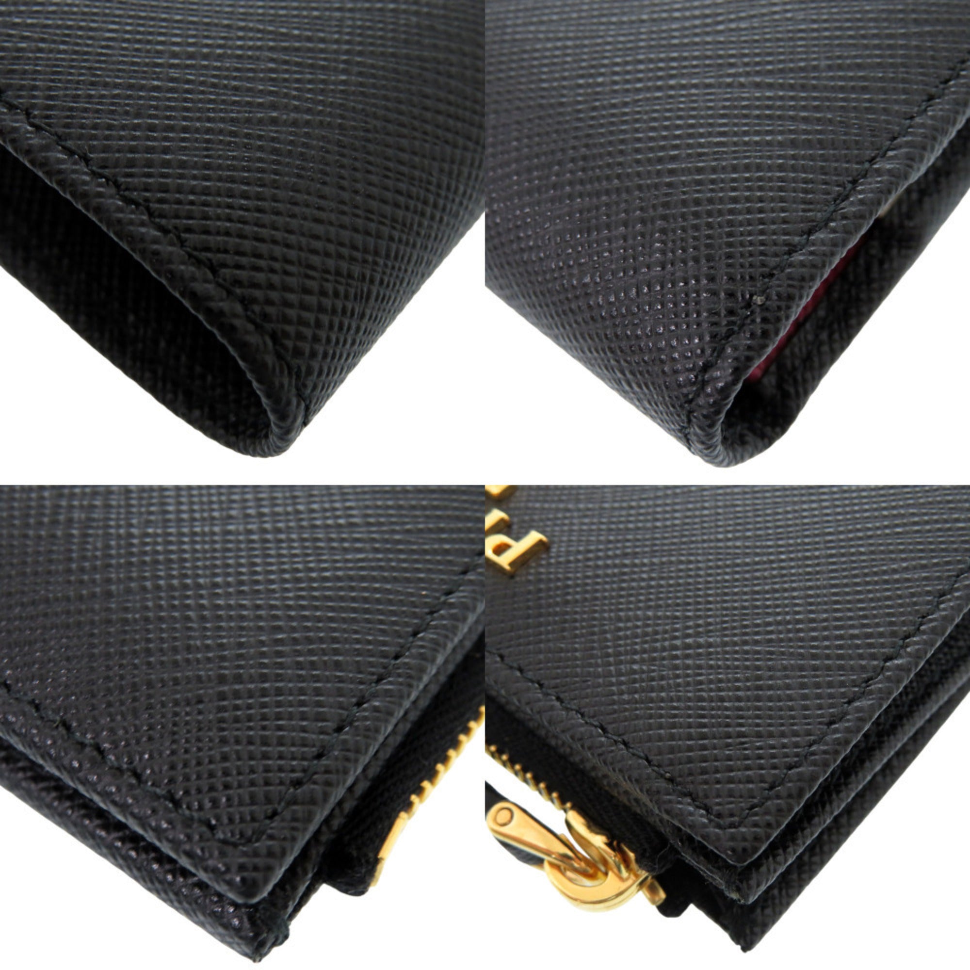 Prada Black Nero Pink Leather Wallet (Bi-Fold) (Pre-Owned)