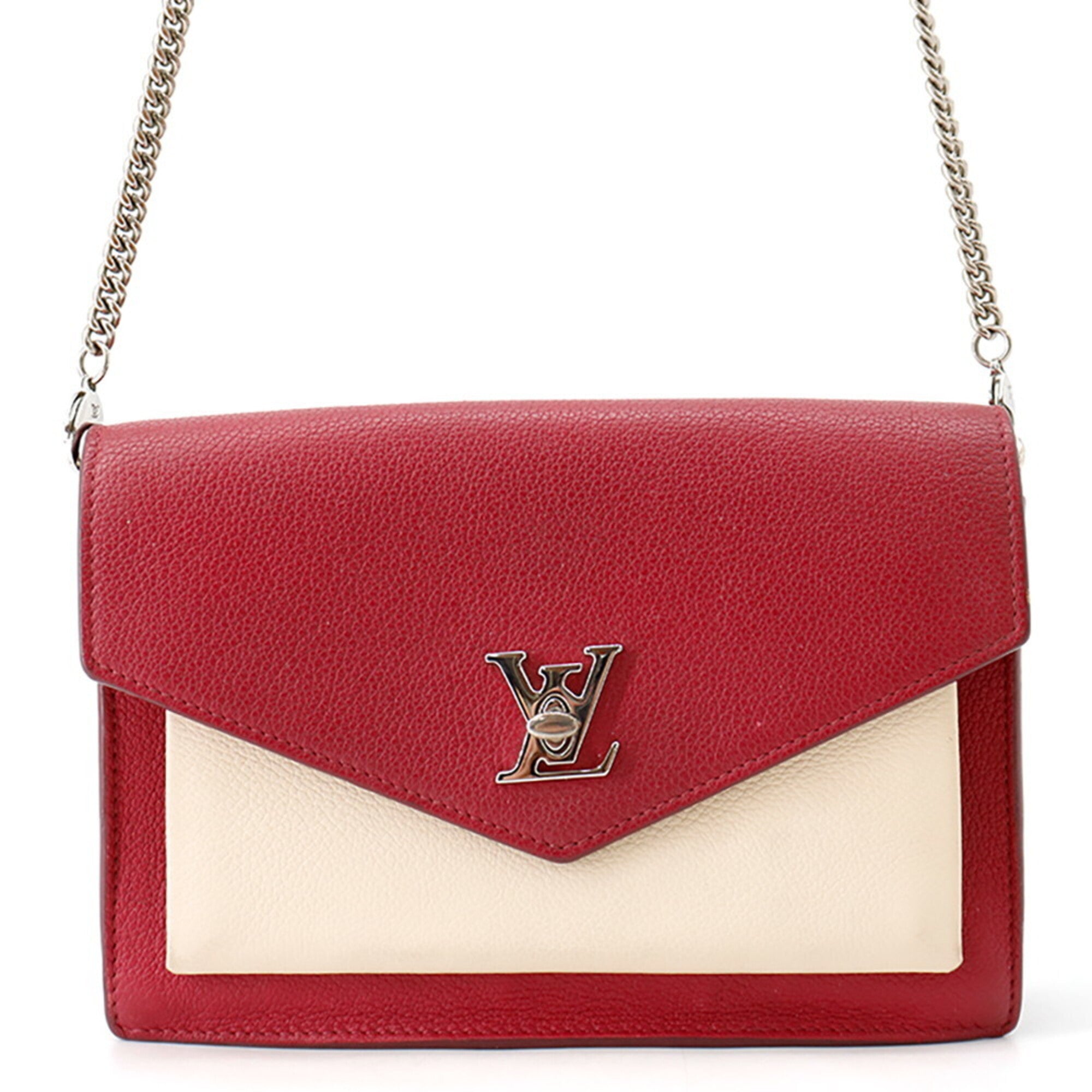 Louis Vuitton Cream Gray Red Color Wine Leather Pochette Shoulder Bag (Pre-Owned)