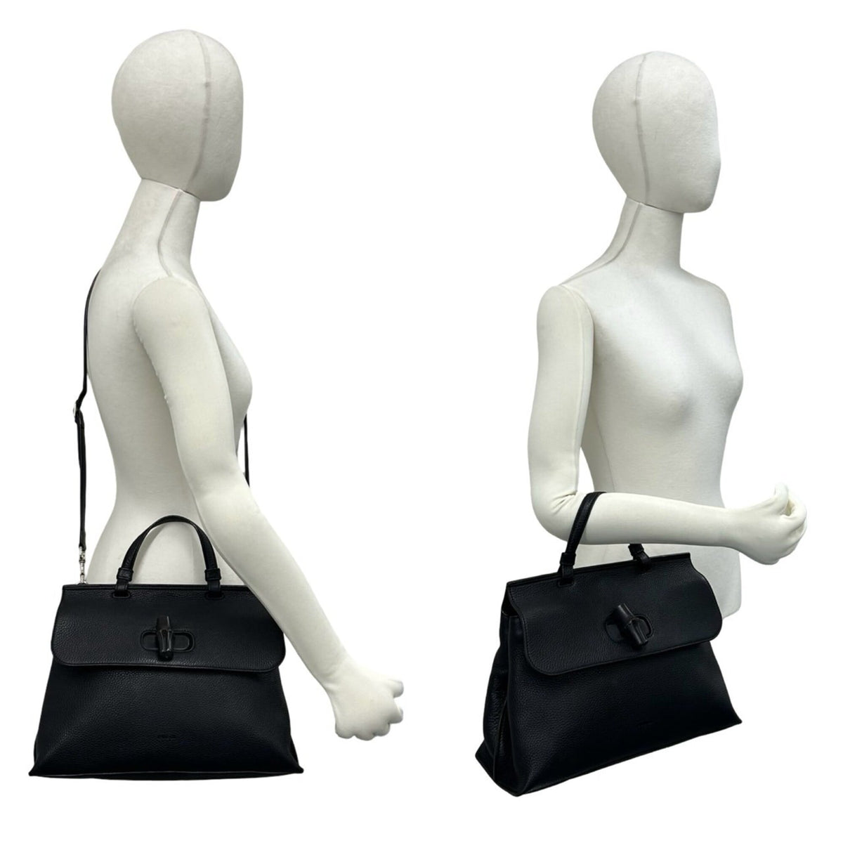 Gucci Black Leather Handbag Shoulder Bag (Pre-Owned)